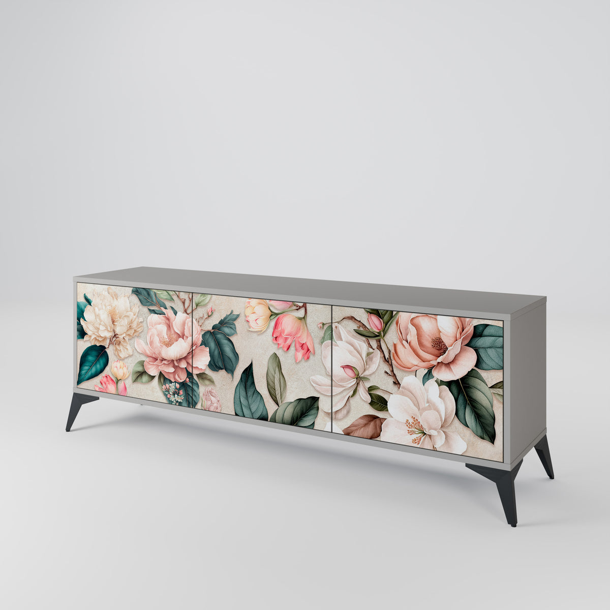 FLORAL GRACE Třídveřový TV stolek