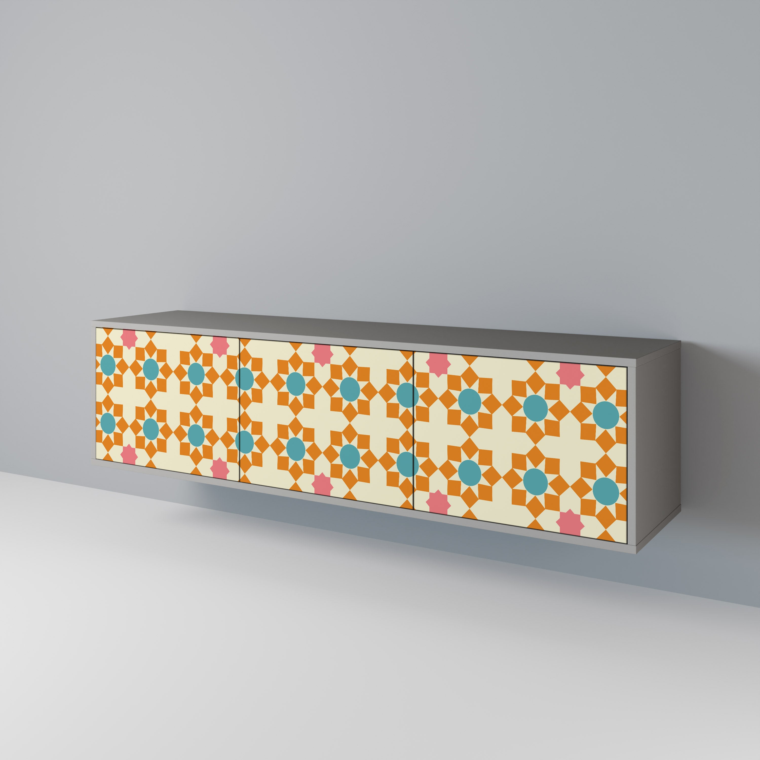 FLORAL DECOR 3-Door TV Cabinet