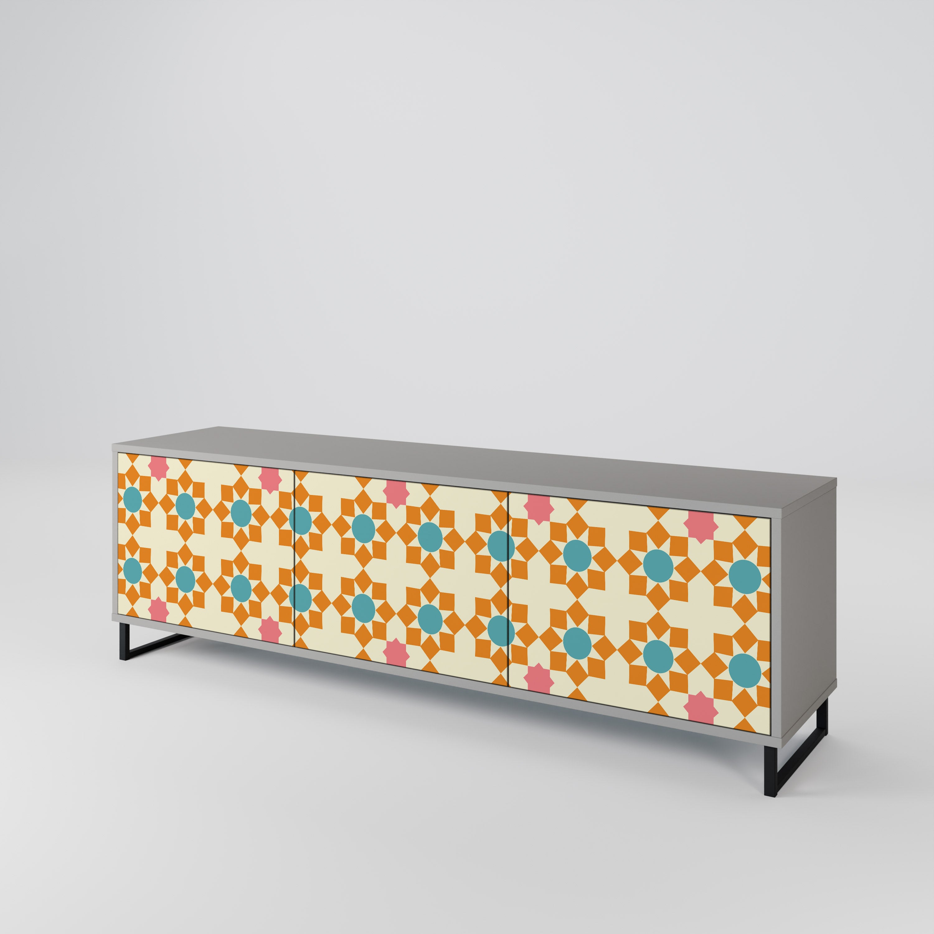 FLORAL DECOR 3-Door TV Cabinet