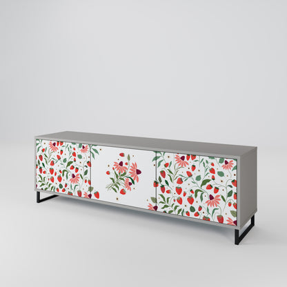 FLOWERS AND STRAWBERRIES Třídveřový TV stolek