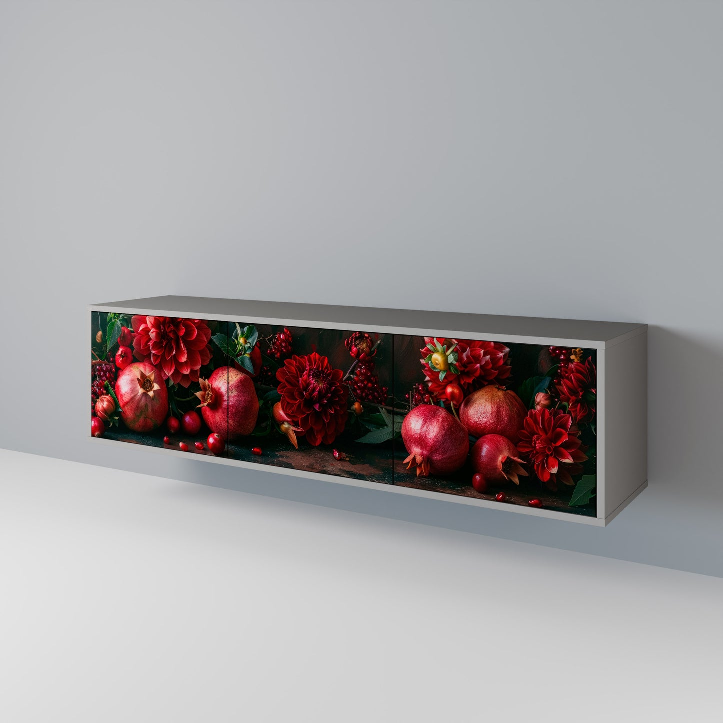 DAHLIAS AND POMEGRANATES Třídveřový TV stolek
