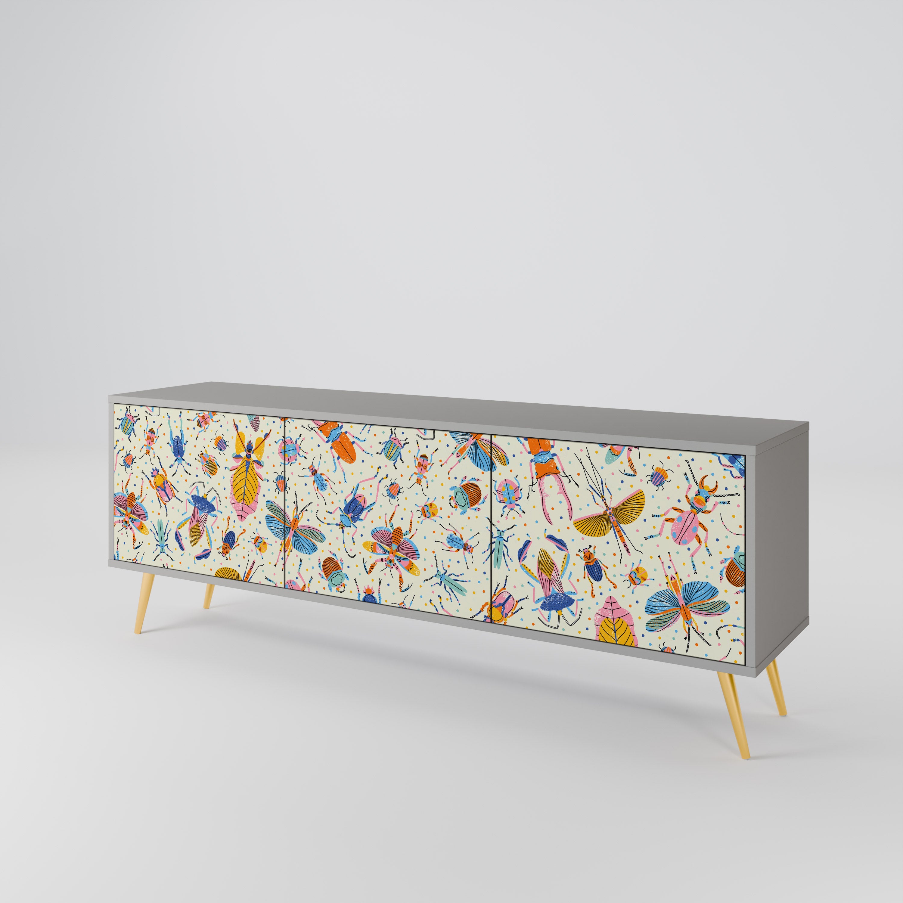 COLORFUL INSECTS 3-Door TV Cabinet