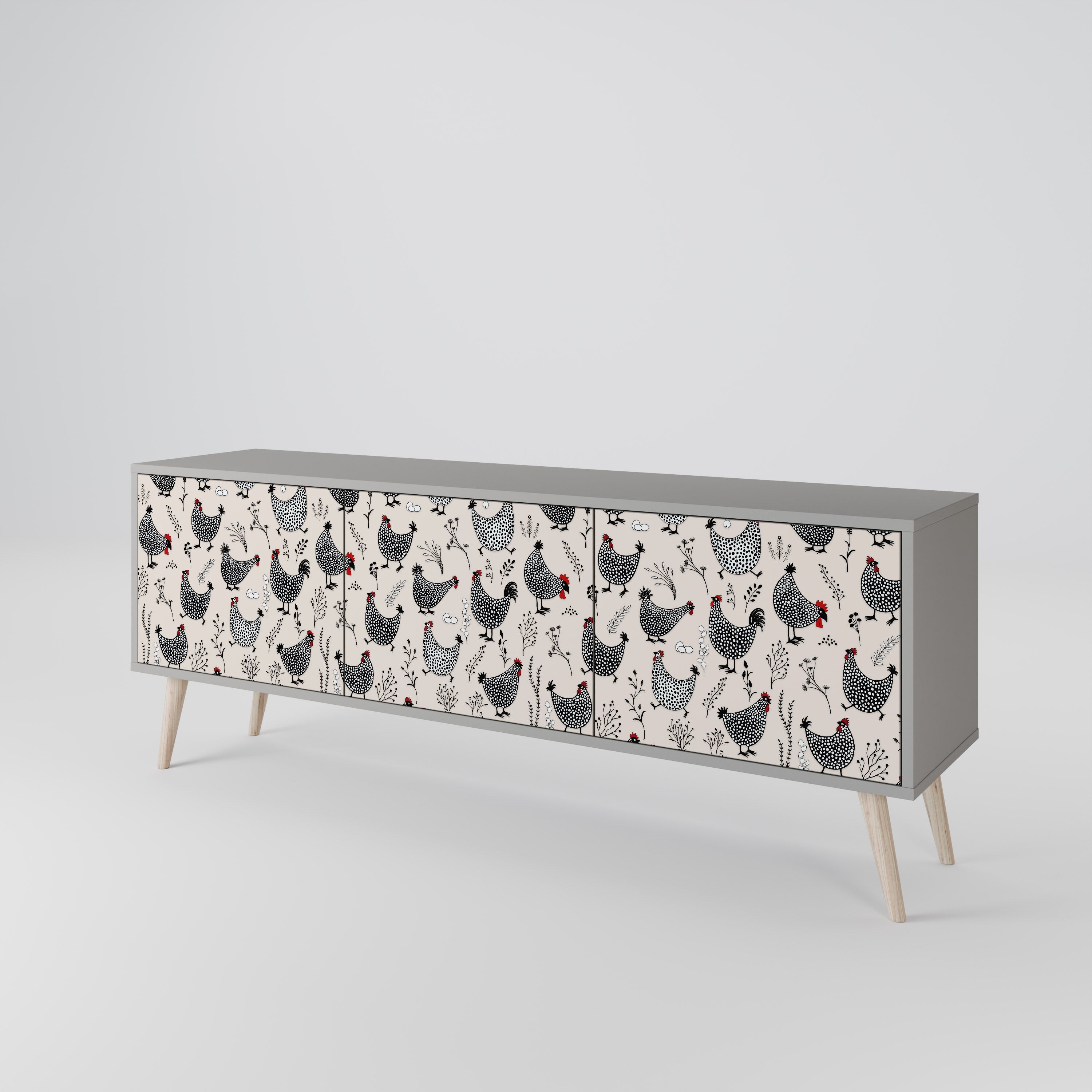 HAPPY HENS 3-Door TV Cabinet