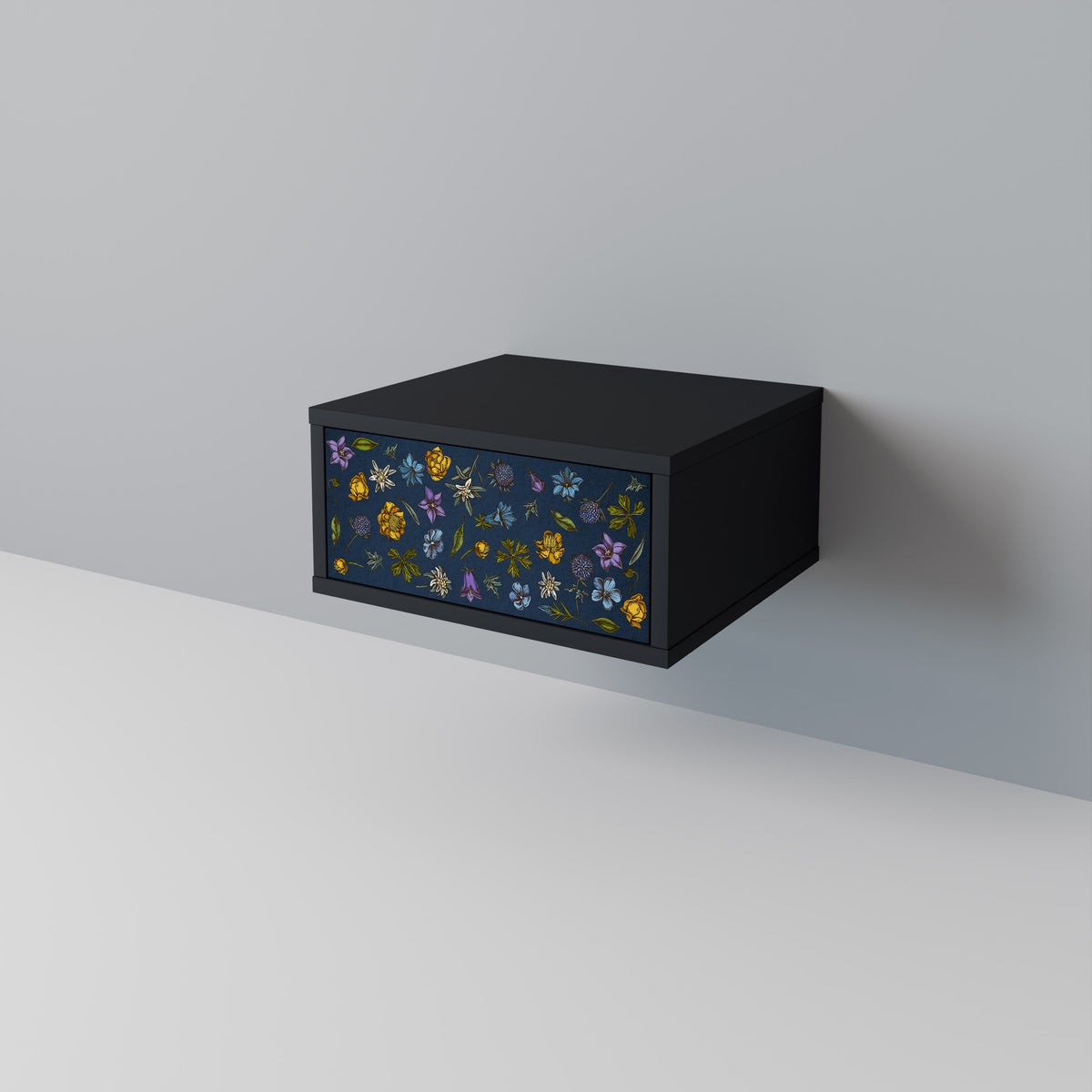 FLOWERS ON NAVY BLUE Noční stolek