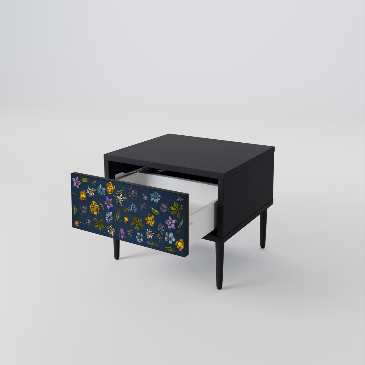 FLOWERS ON NAVY BLUE Noční stolek