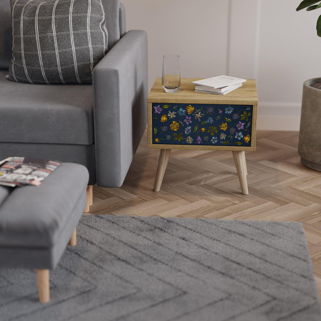 FLOWERS ON NAVY BLUE Nightstand