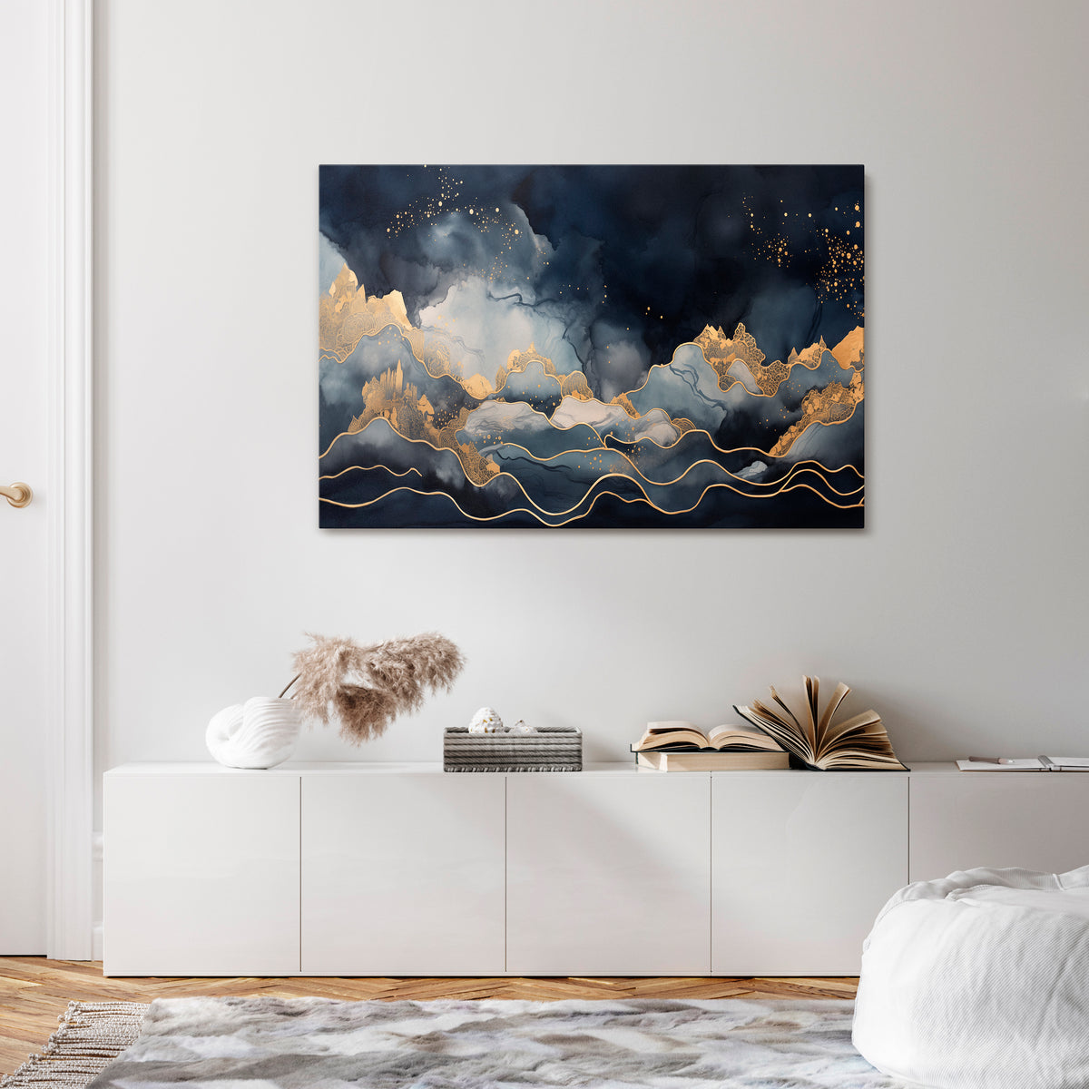 GOLDEN PEAK OF BLUE Horizontal Canvas Print