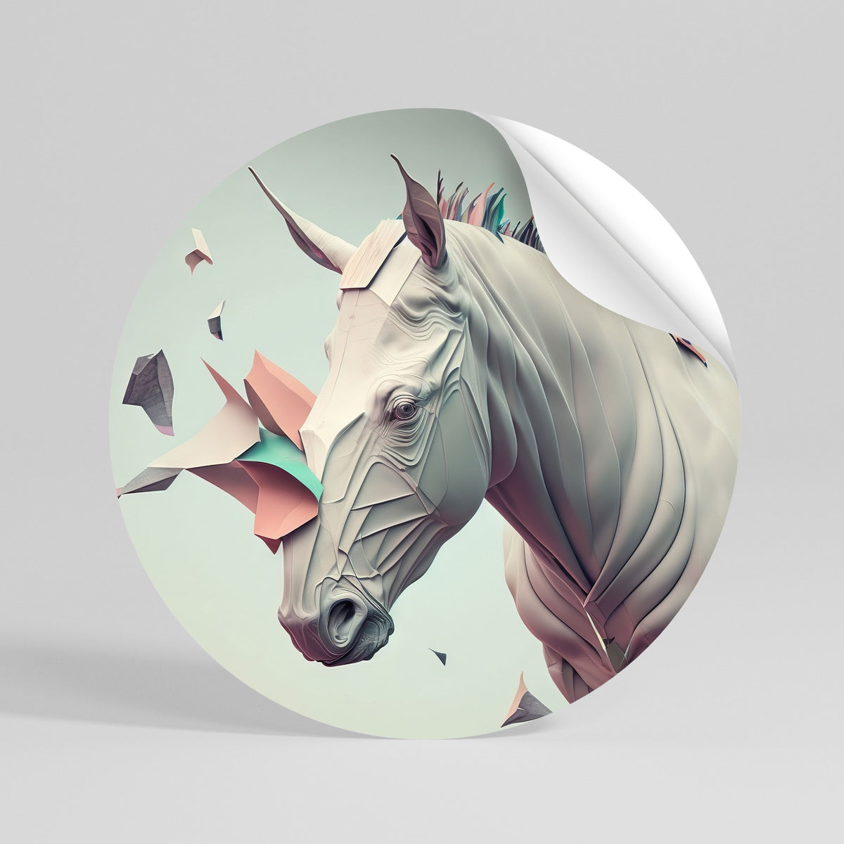 FUTURISTIC HORSE Kulatá samolepka