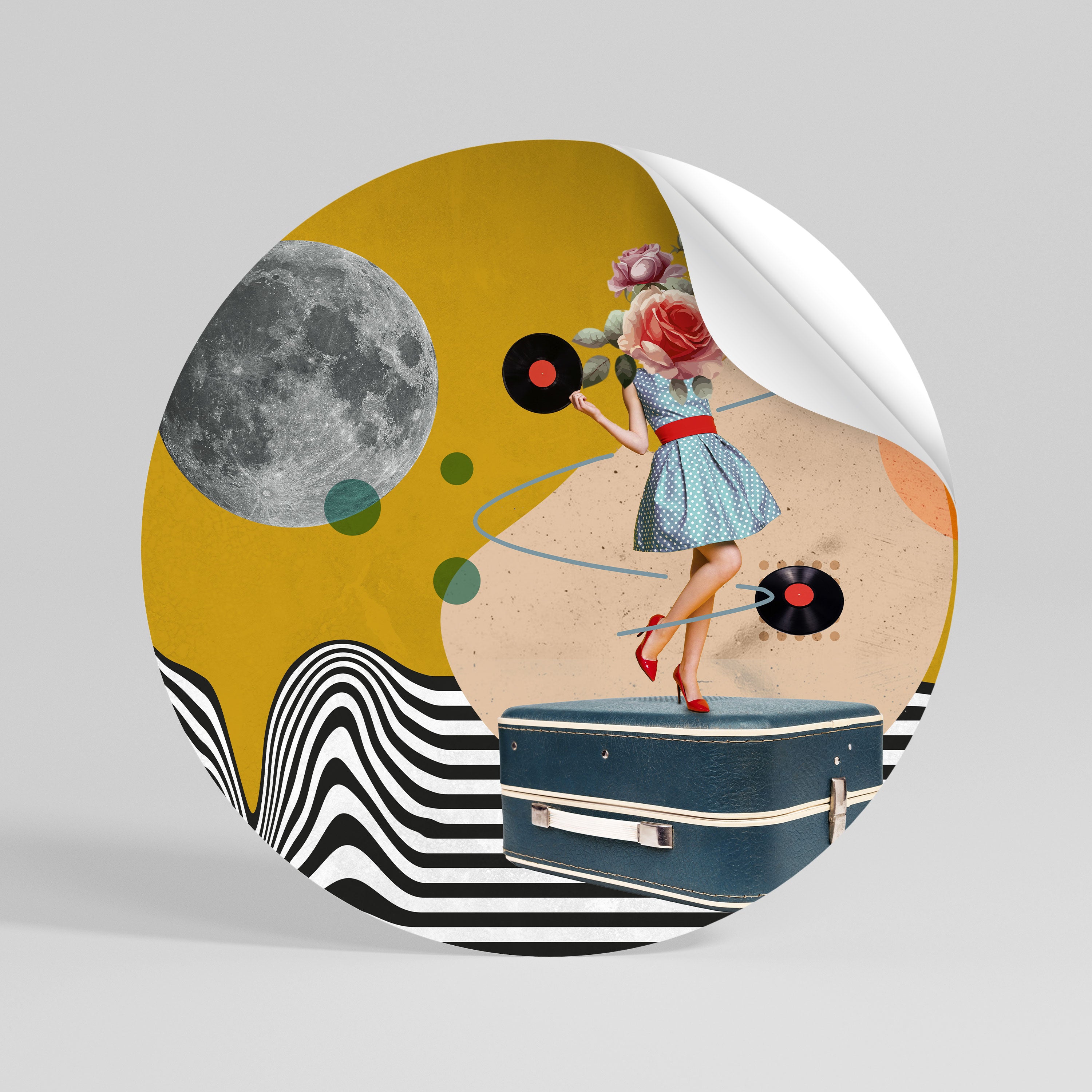 VINYL RETROSPECTION Kulatá samolepka