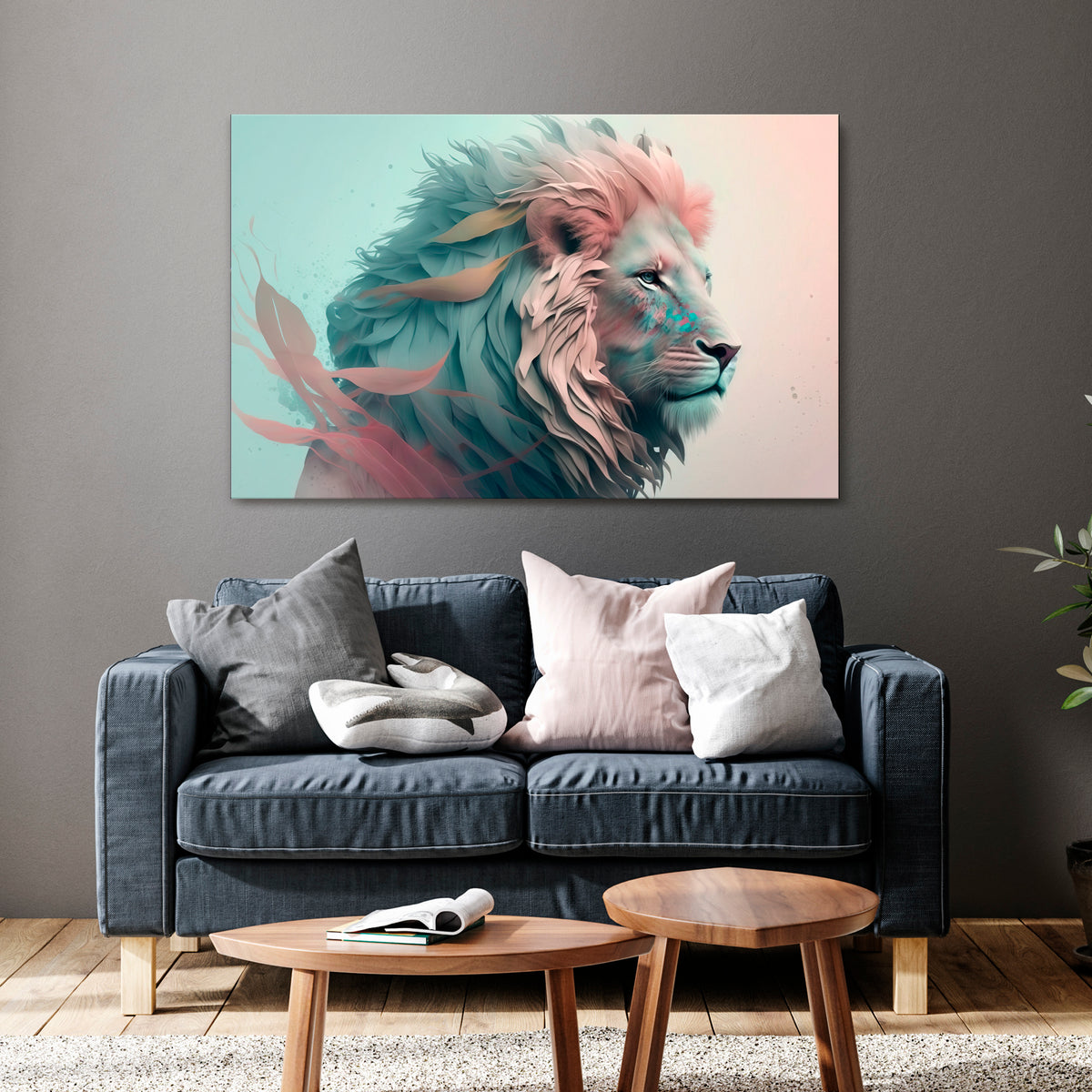 LUMINOUS LION MAJESTY Horizontal Canvas Print