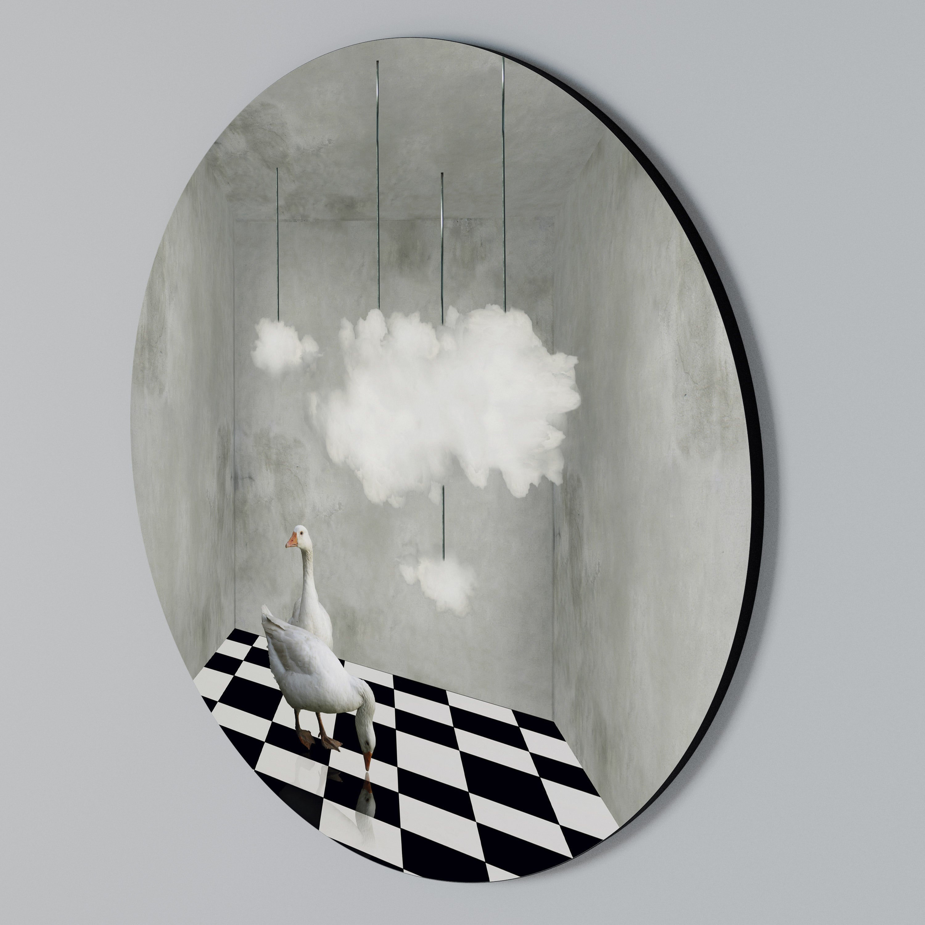 CHESS CLOUD SWAN Kulatá nástěnná dekorace