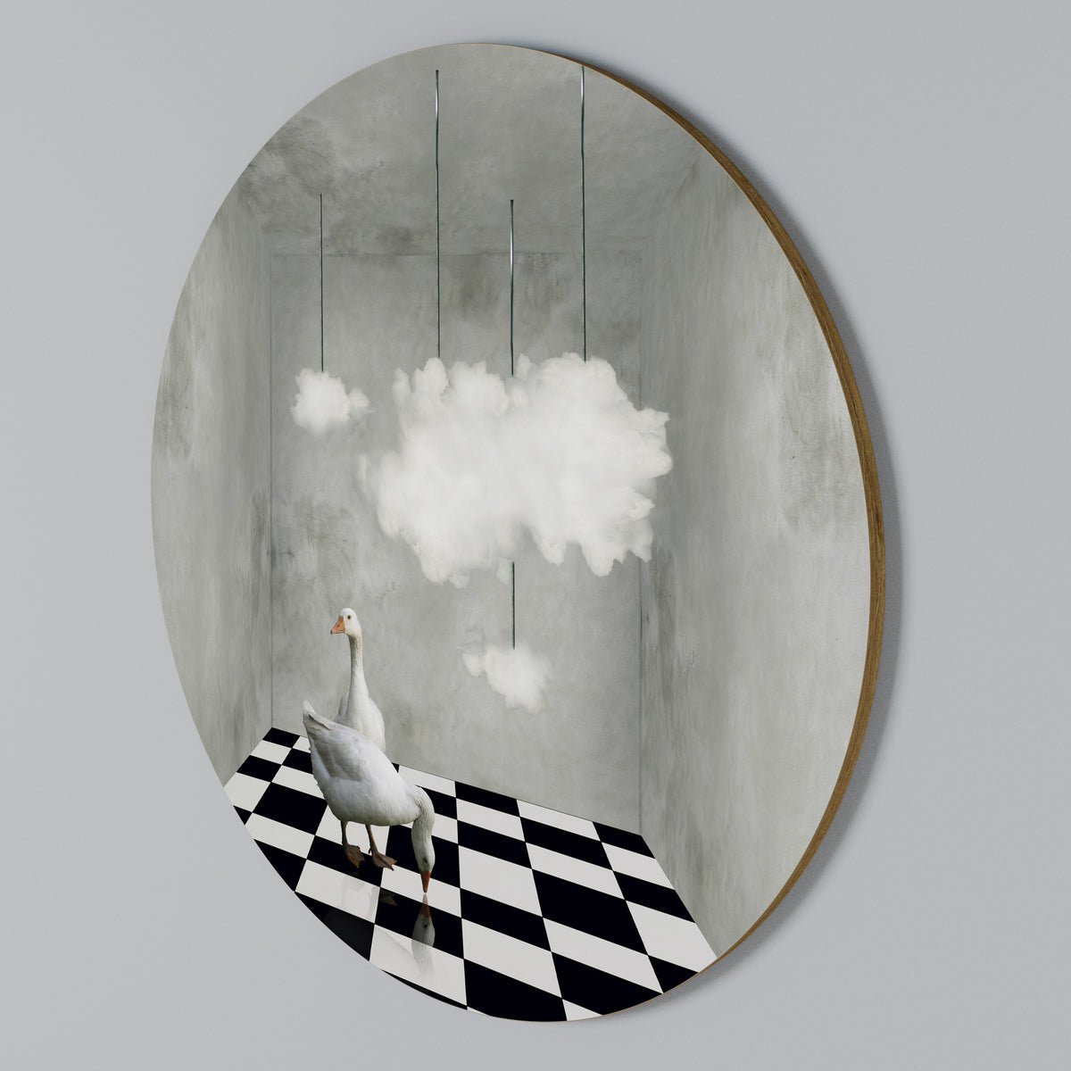 CHESS CLOUD SWAN Kulatá nástěnná dekorace