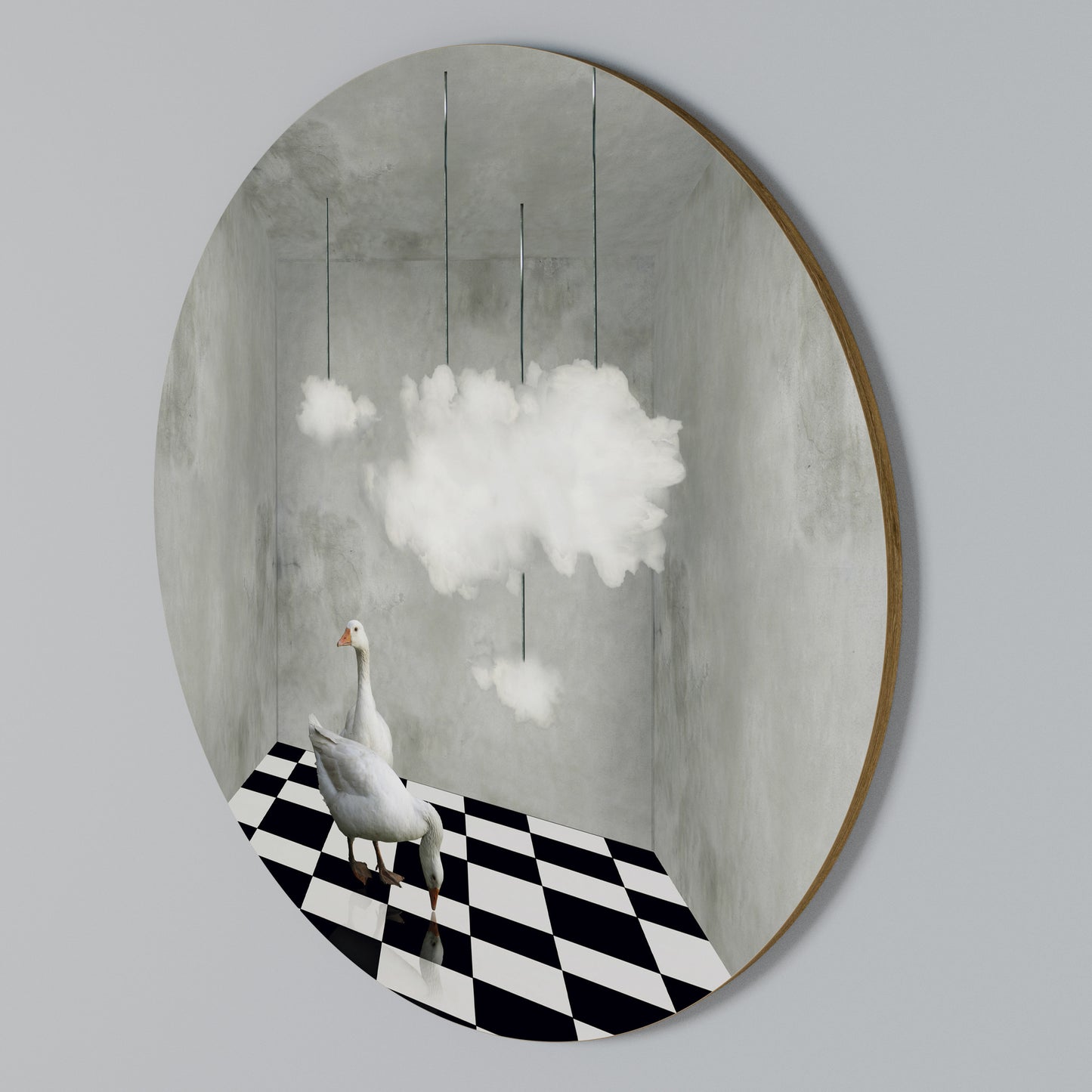 CHESS CLOUD SWAN Kulatá nástěnná dekorace