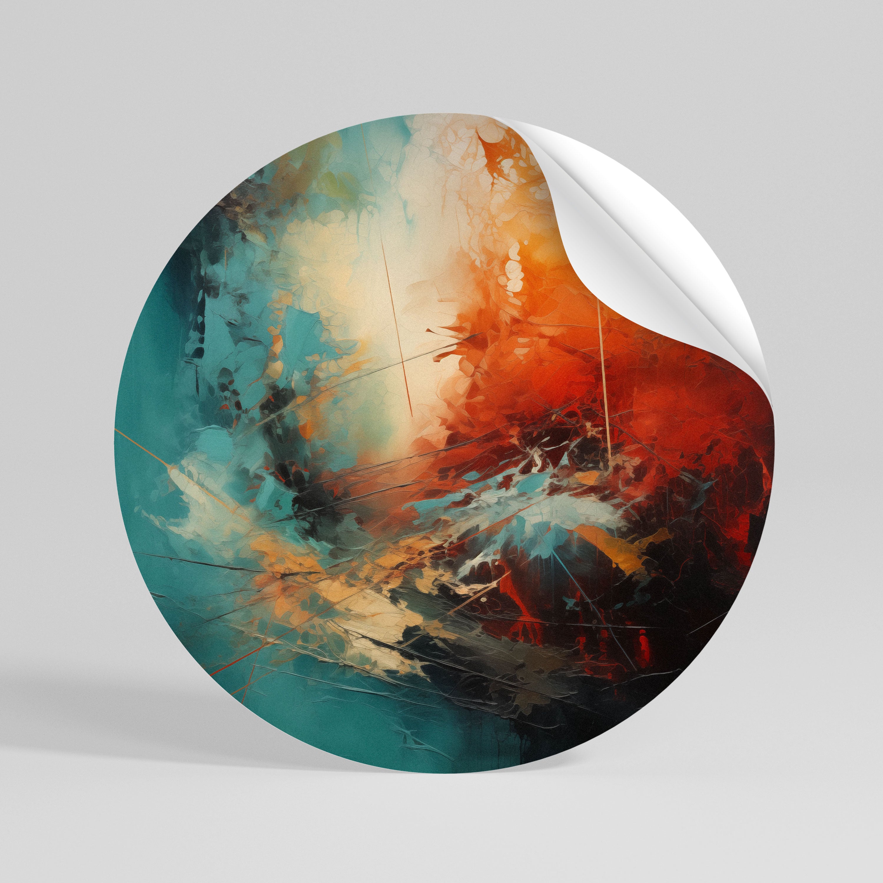 FIERY FUSION Kulatá samolepka