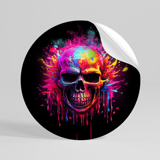 SKULL QUEST Kulatá samolepka