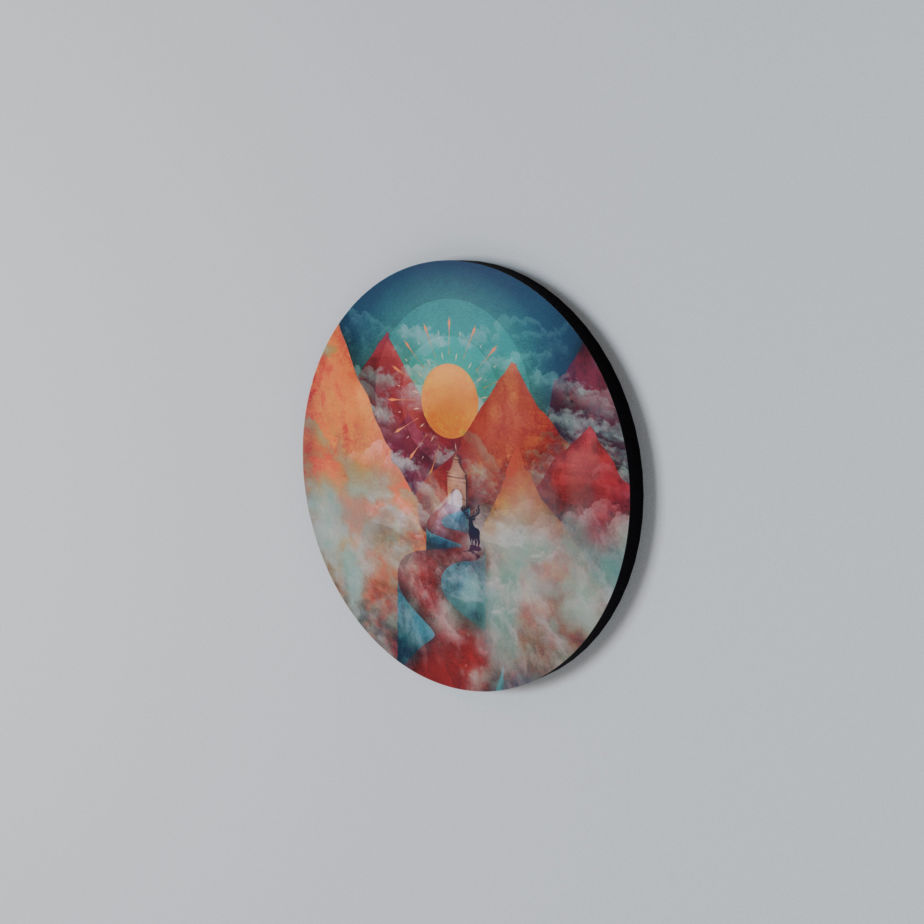 THE DEER MOUNTAIN Round Wall Art