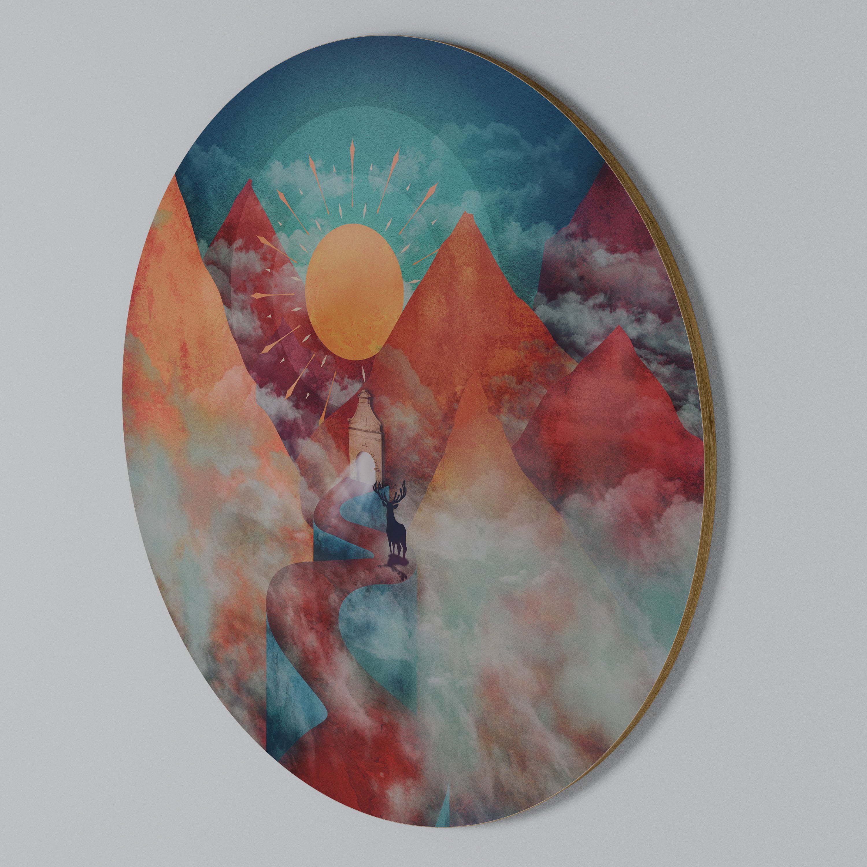 THE DEER MOUNTAIN Round Wall Art