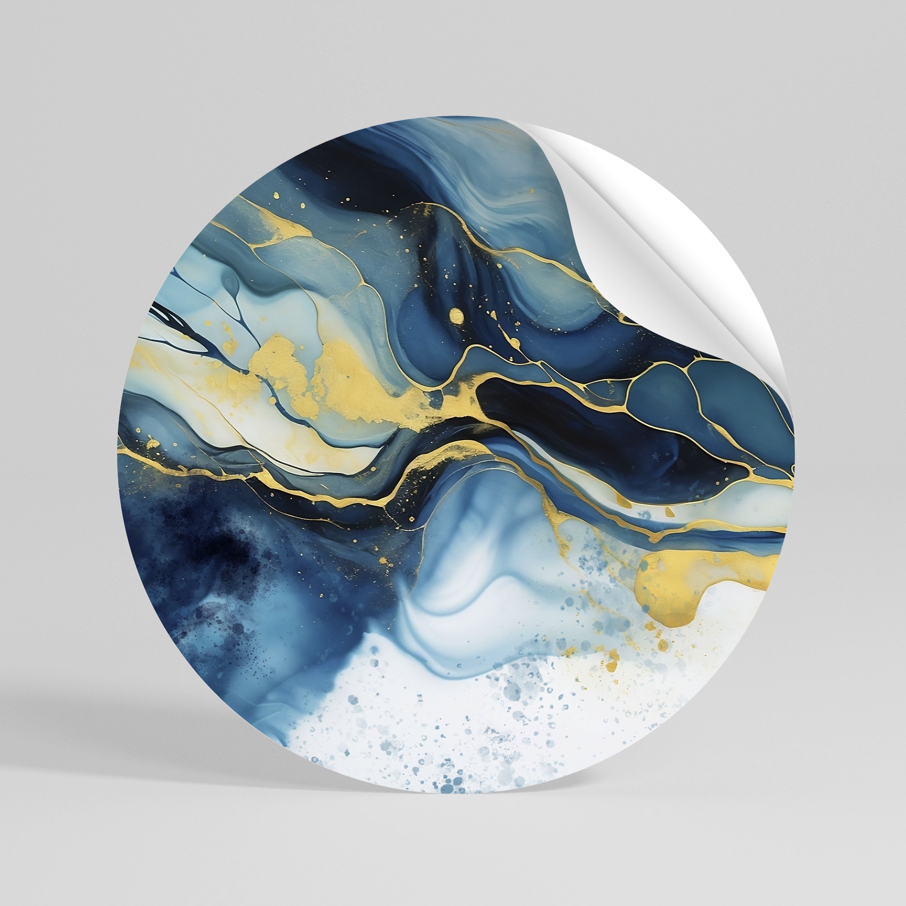 INKY MARBLE Peel and Stick Round Sticker