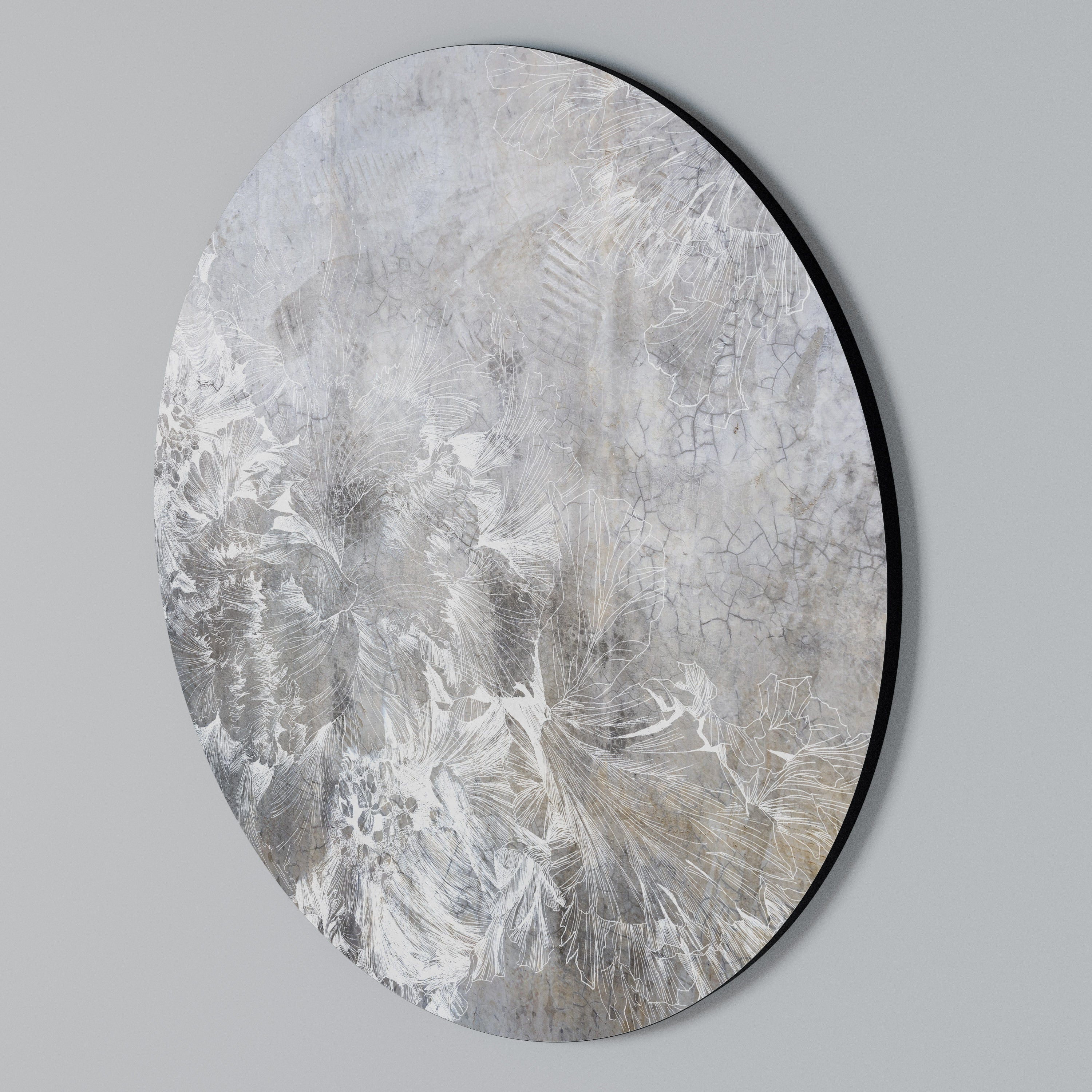 WHITE WHISPER Round Wall Art