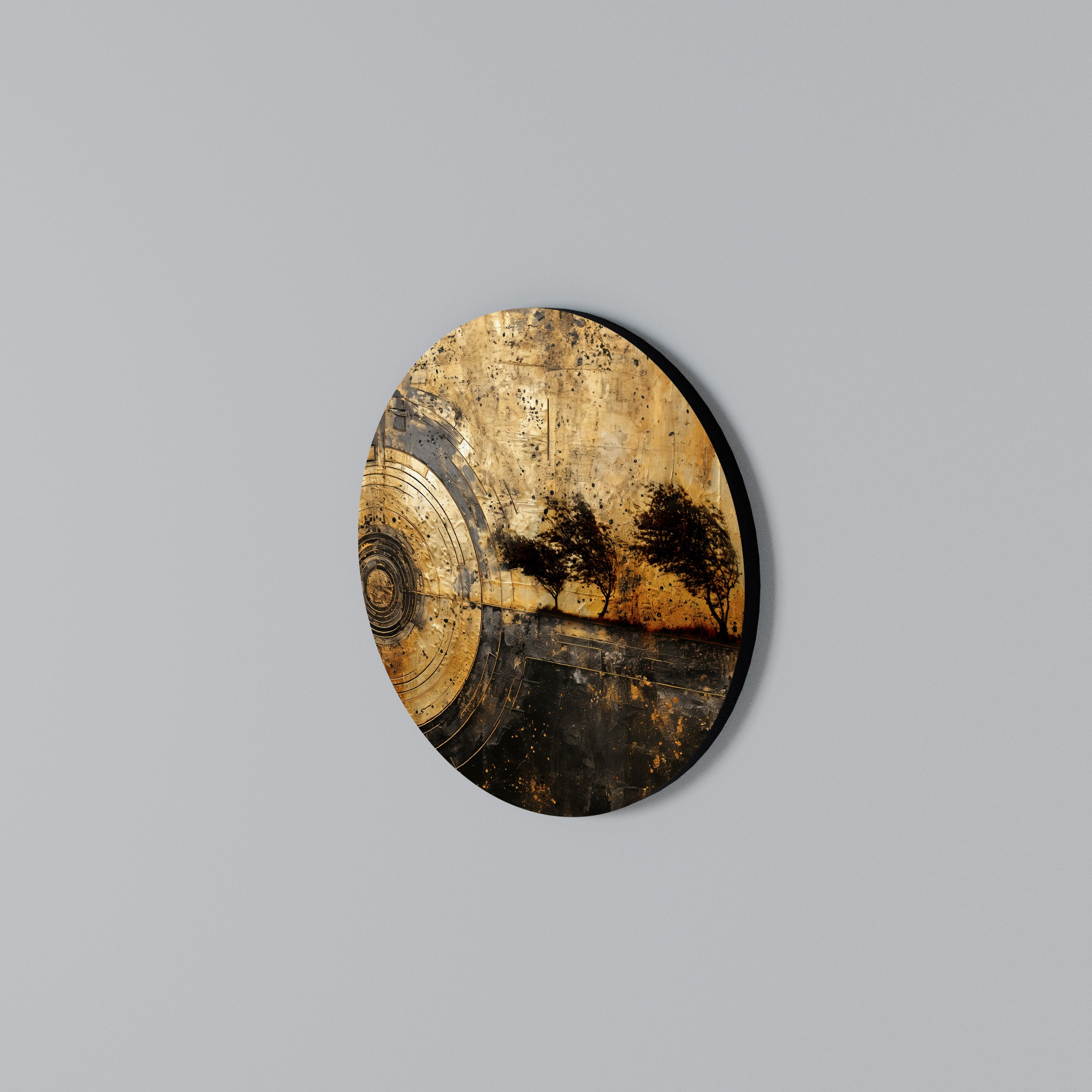 COPPERY EARTHQUAKE Round Wall Art