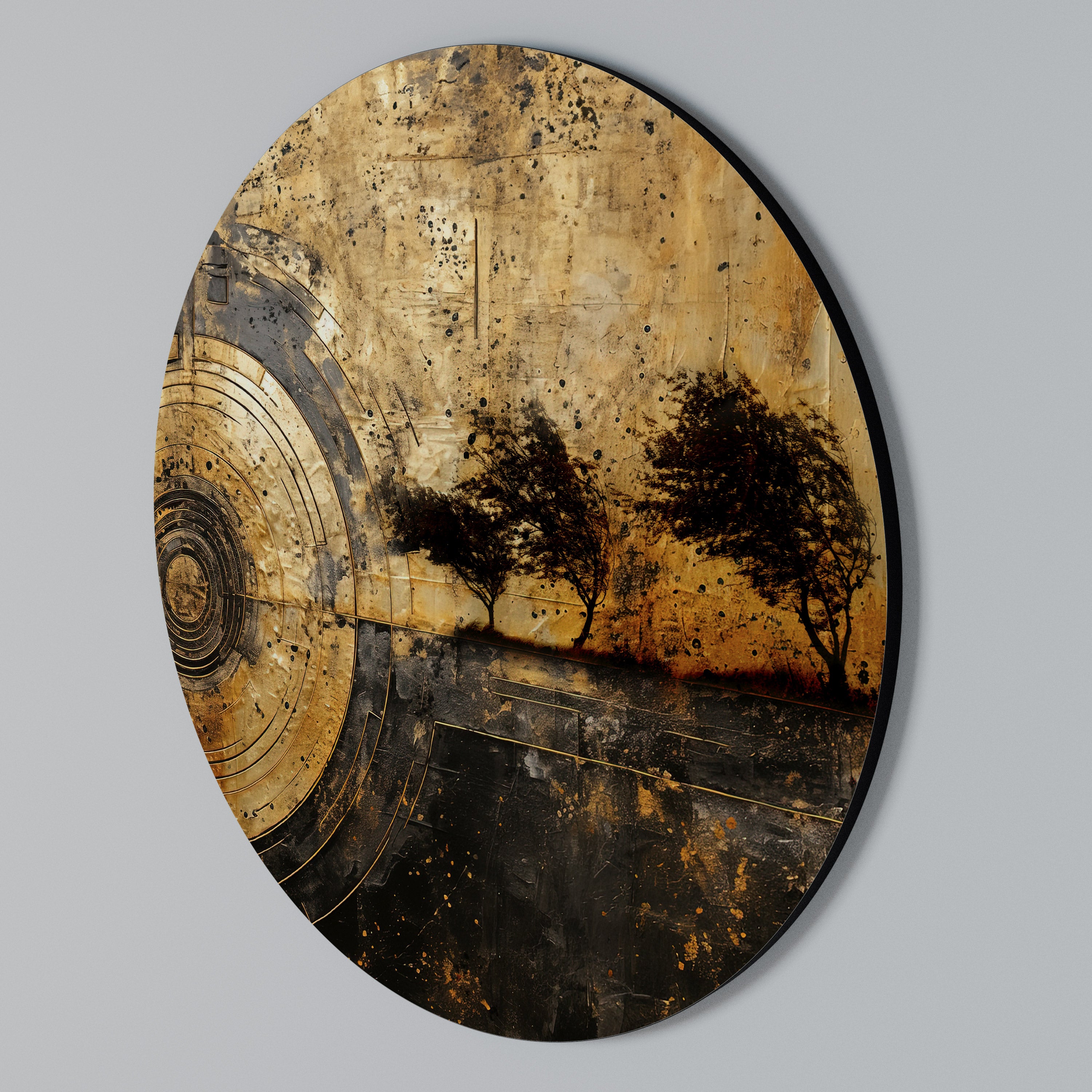 COPPERY EARTHQUAKE Round Wall Art
