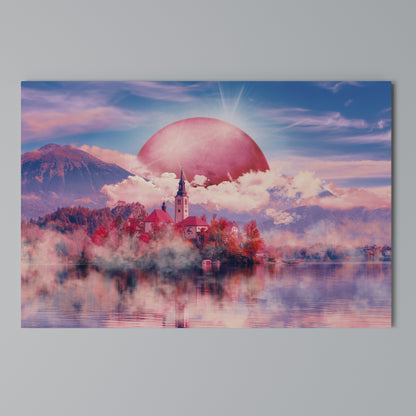 MARS OVER THE BLED LAKE Horizontal Canvas Print