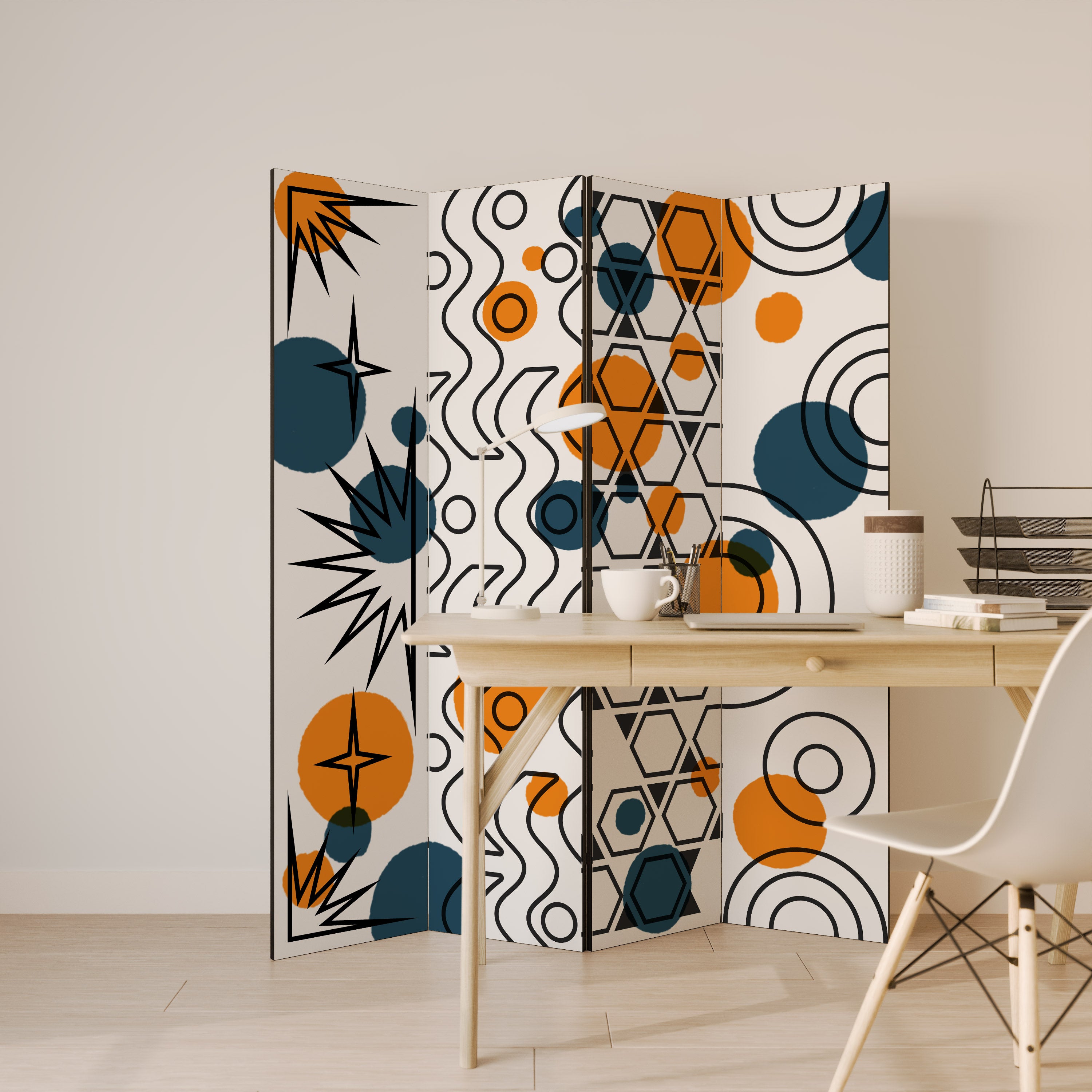 ABSTRACT SYMPHONY FLARE 4-Panel Room Divider