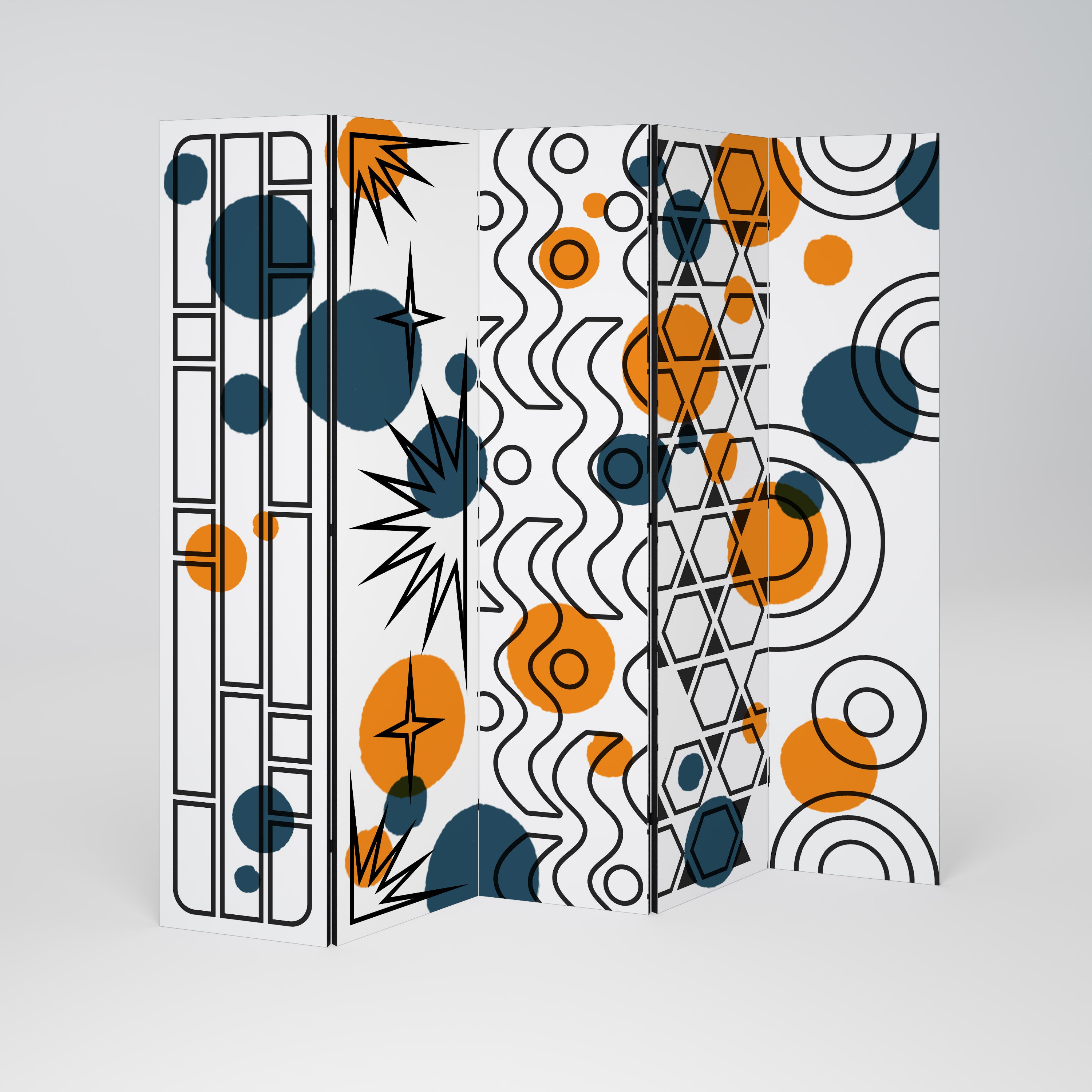 ABSTRACT SYMPHONY FLARE 5-Panel Room Divider