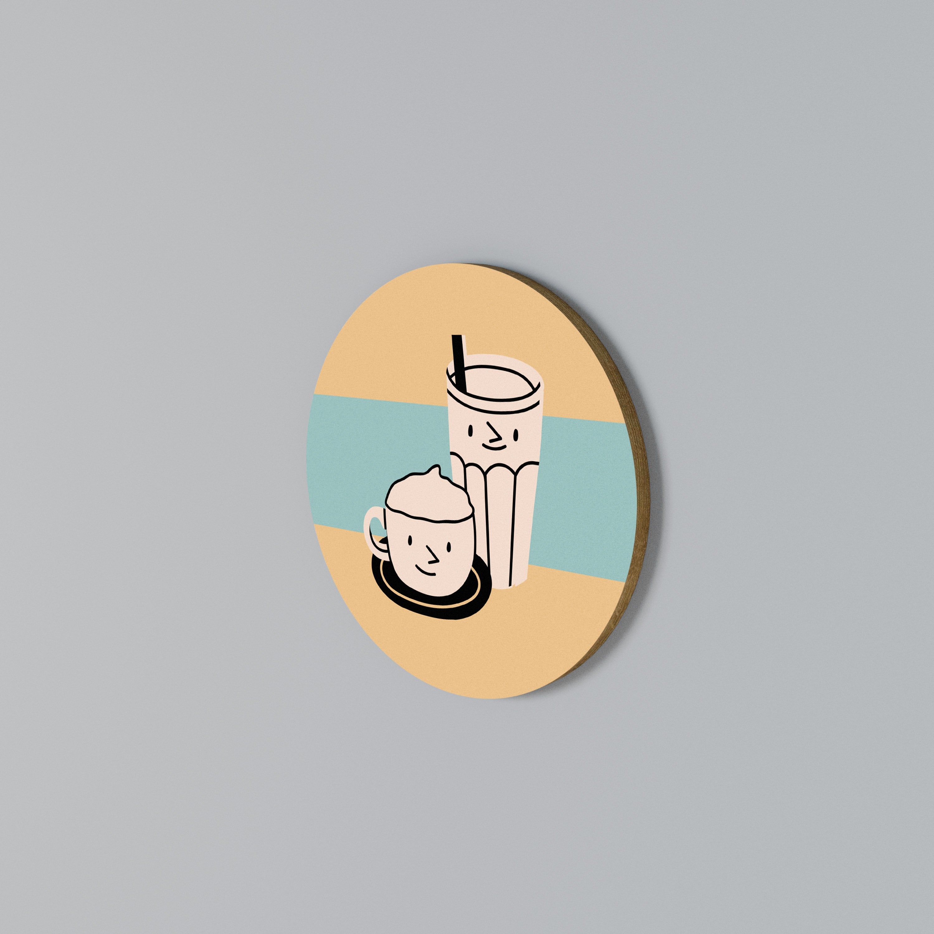 COFFEE PLEASURES Round Wall Art