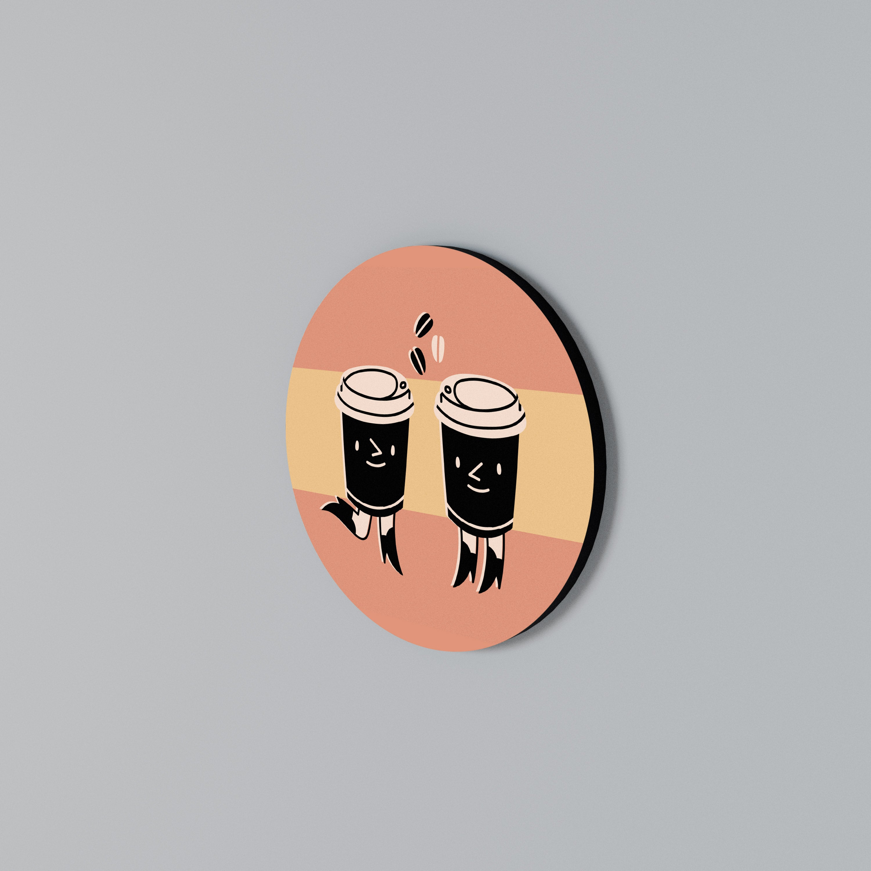 JOYFUL COFFEE Round Wall Art