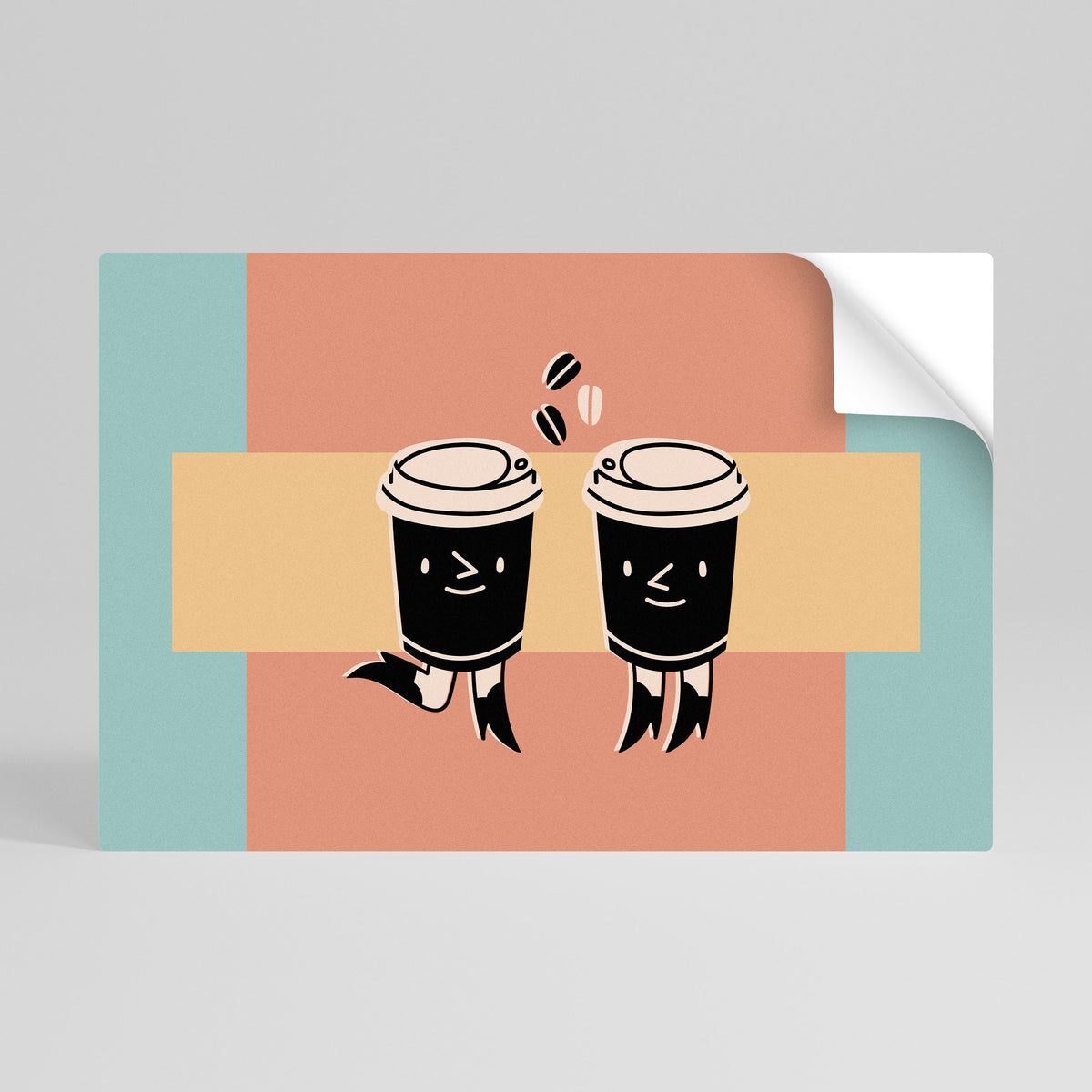 JOYFUL COFFEE Vodorovný samolepicí plakát
