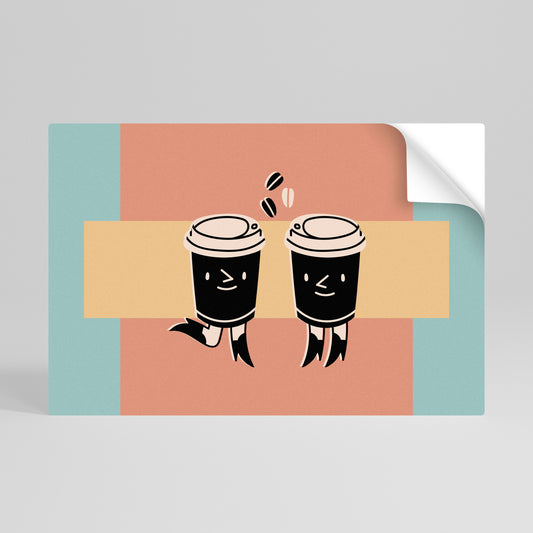 JOYFUL COFFEE Vodorovný samolepicí plakát
