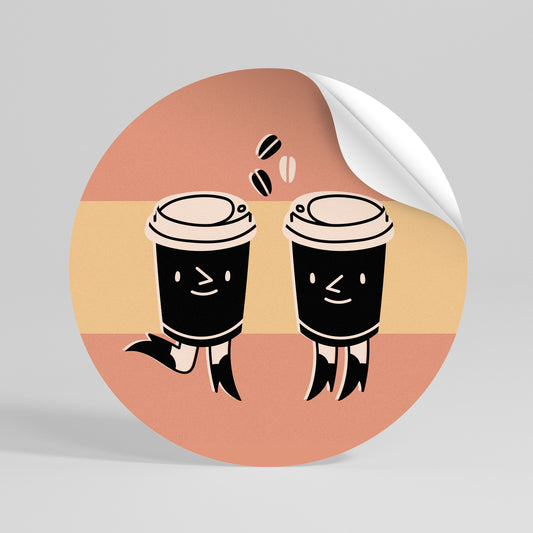 JOYFUL COFFEE Kulatá samolepka