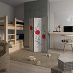 RED WHISPERS IN FOLIAGE 3-Panel Room Divider