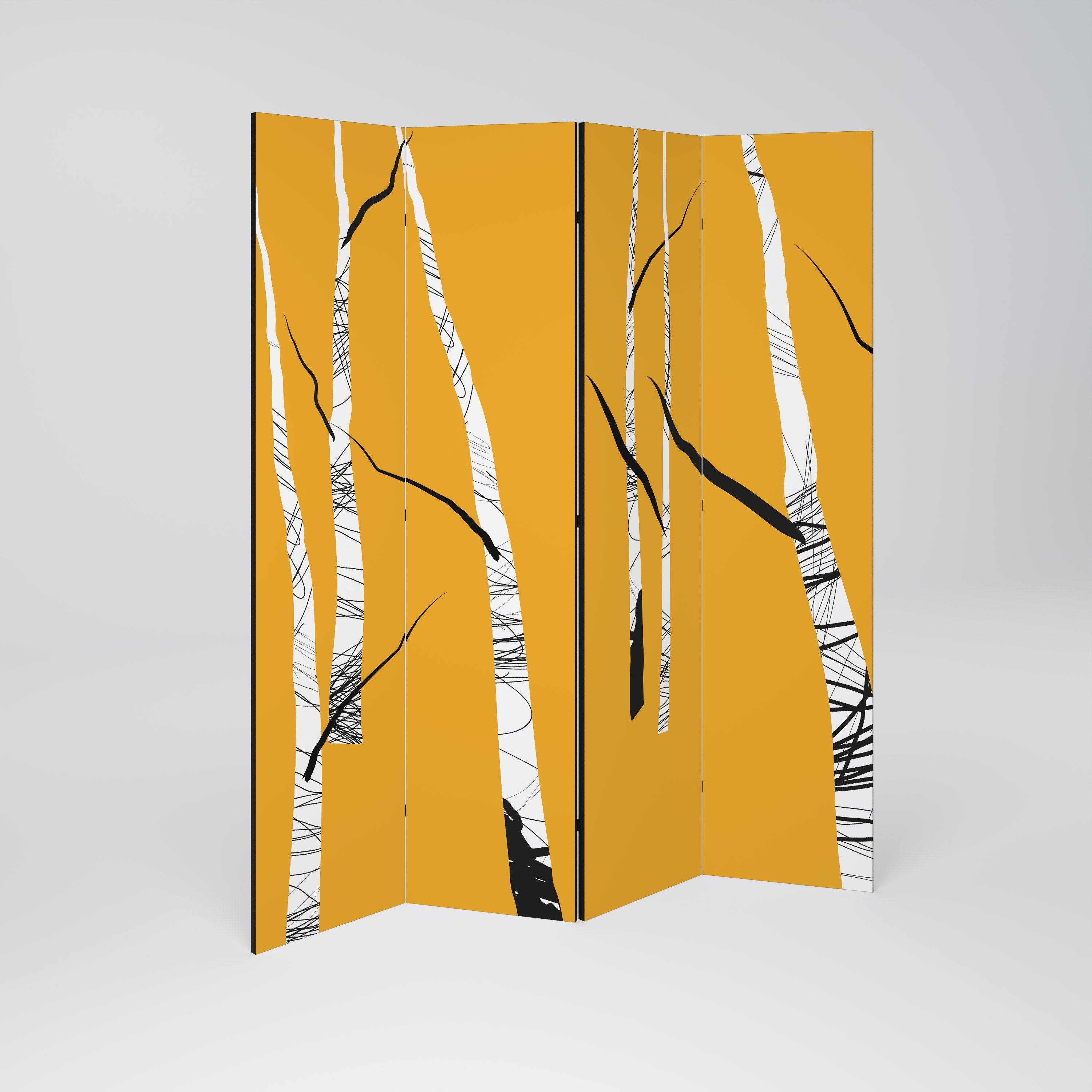 BIRCH ABSTRACT 4dílný paraván