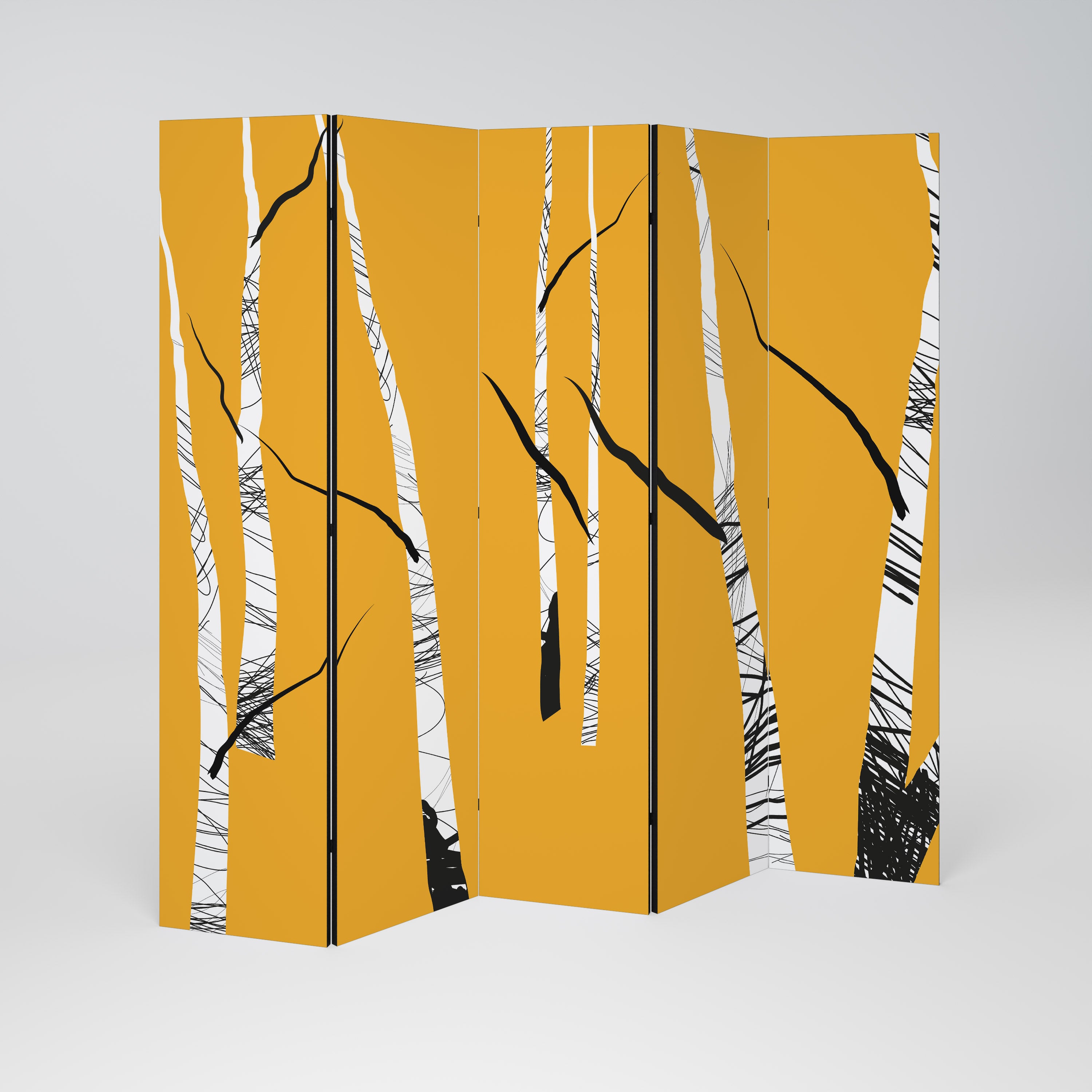 BIRCH ABSTRACT 5dílný paraván