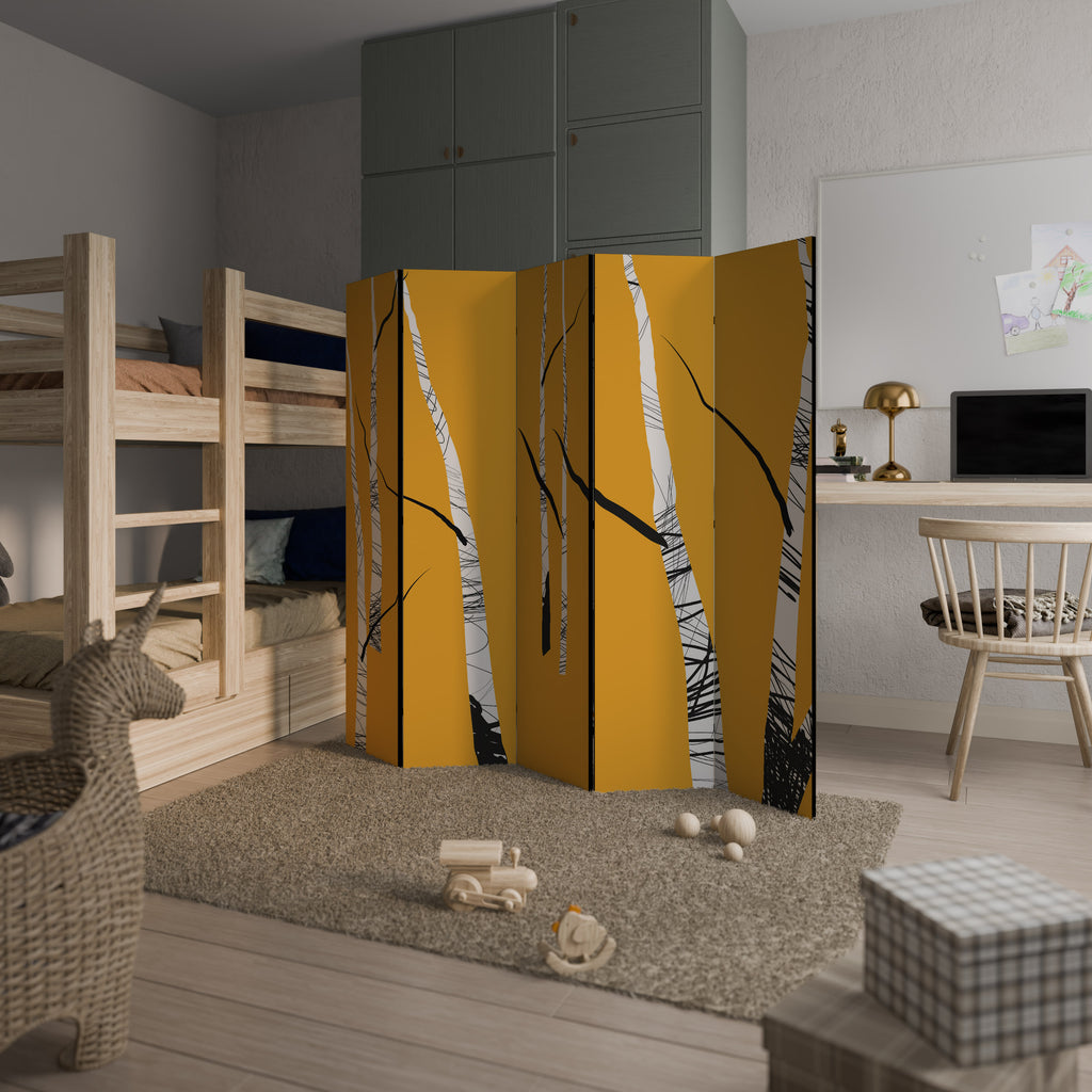 BIRCH ABSTRACT 5dílný paraván