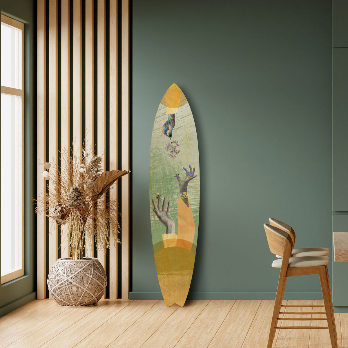 EARTH ELEMENTS Dekorativní panel ve tvaru surfu