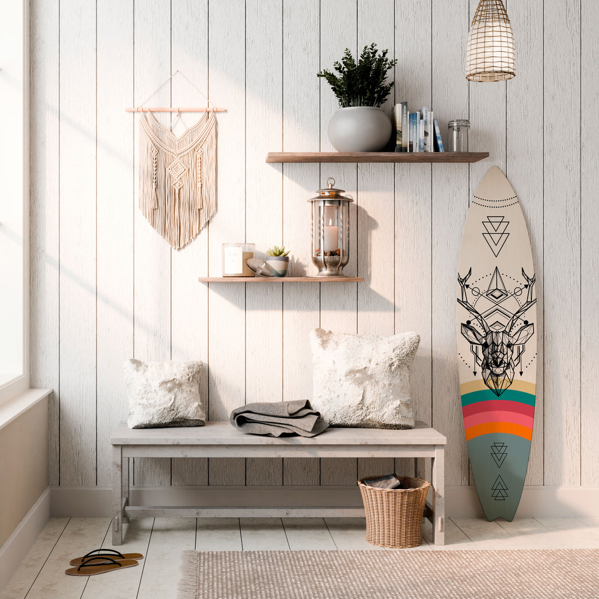 DEER OF COLOR Dekorativní panel ve tvaru surfu