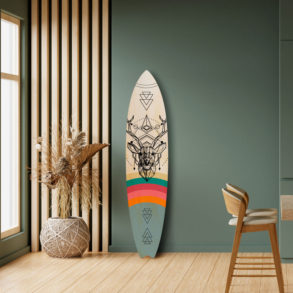 DEER OF COLOR Dekorativní panel ve tvaru surfu