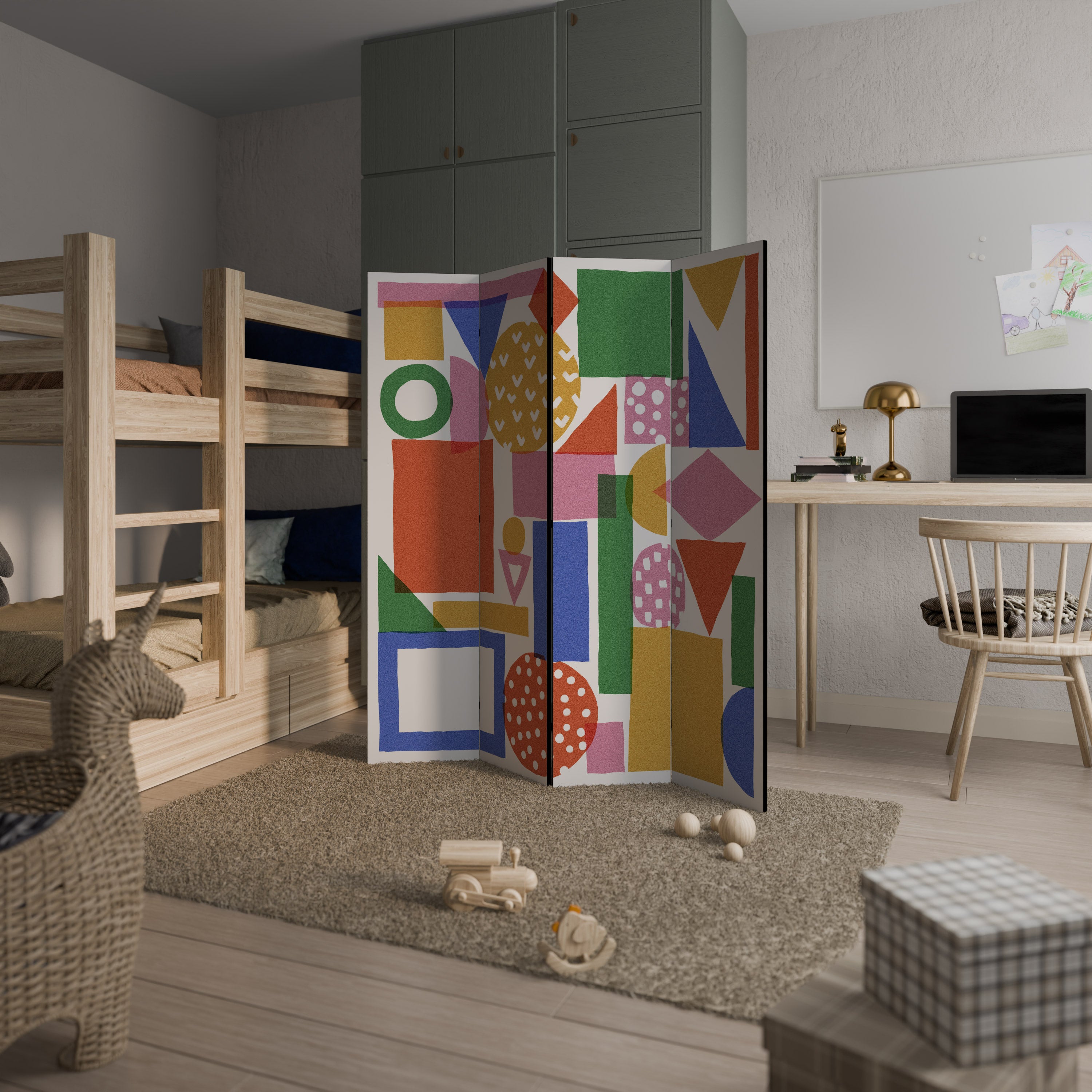 GEOMETRIC GLIMMER 4-Panel Room Divider