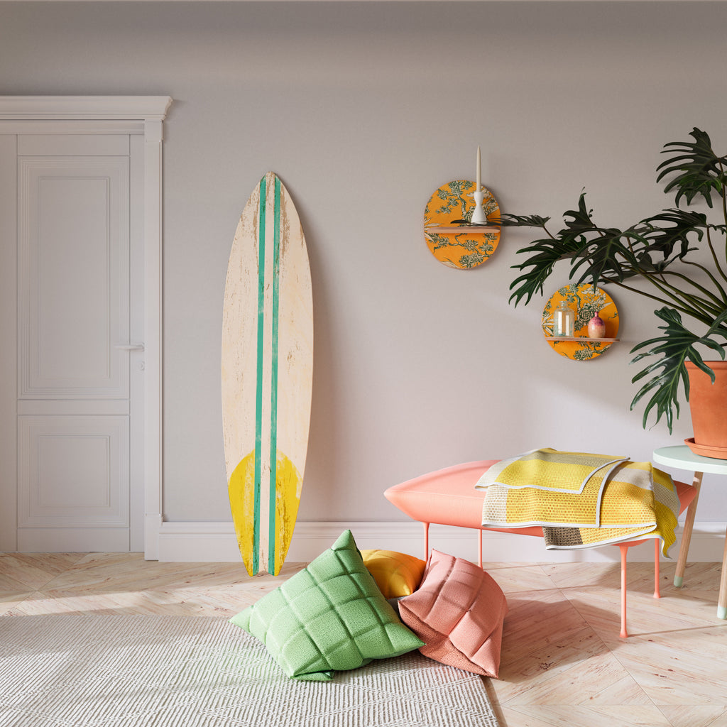 SUNSET RIDER Dekorativní panel ve tvaru surfu