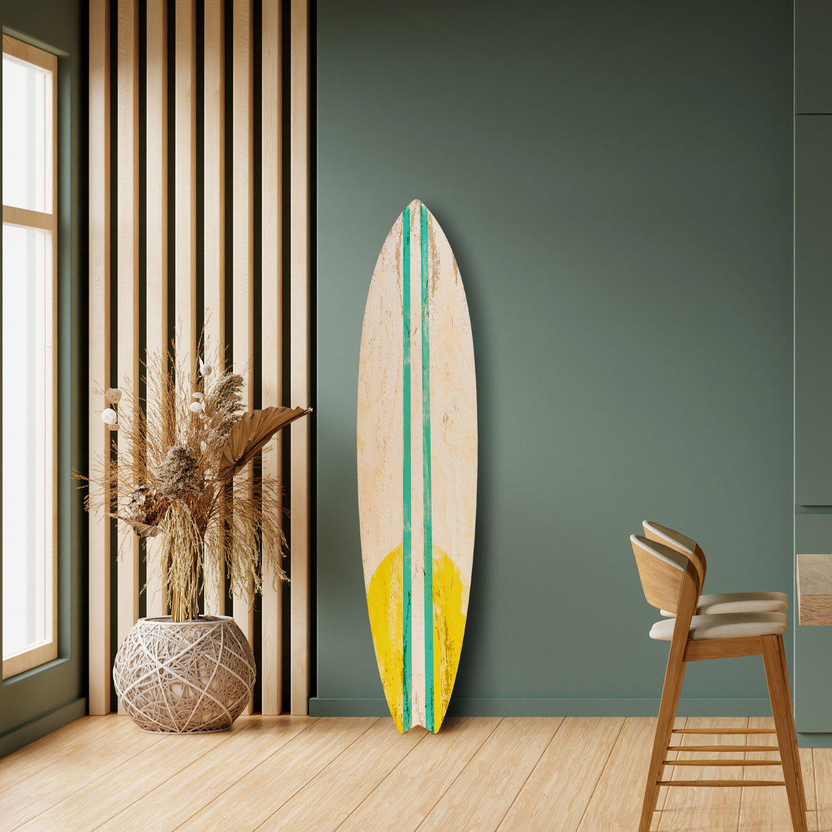 SUNSET RIDER Dekorativní panel ve tvaru surfu