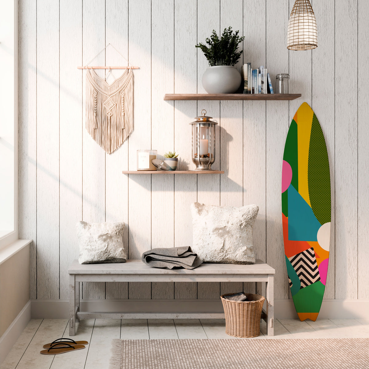 RADIANT HUES Dekorativní panel ve tvaru surfu
