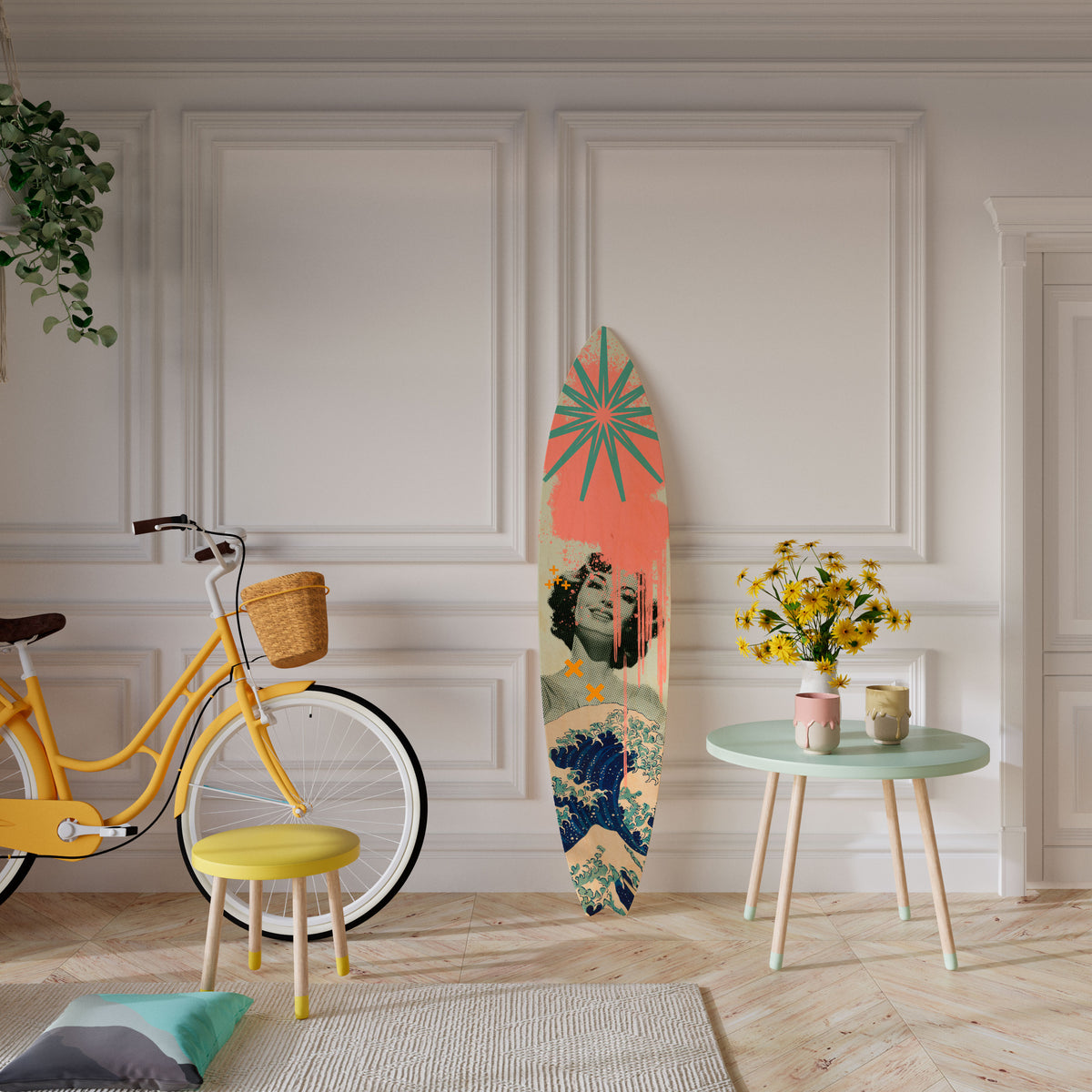 KANAGAWA BEAUTY Dekorativní panel ve tvaru surfu