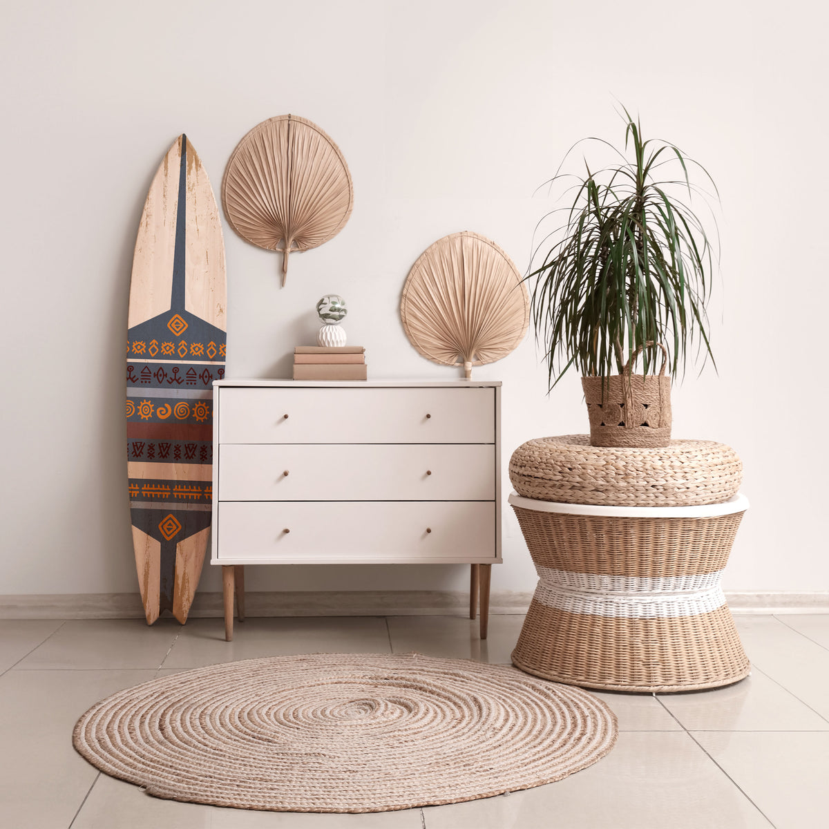 AFRICAN VINTAGE Dekorativní panel ve tvaru surfu