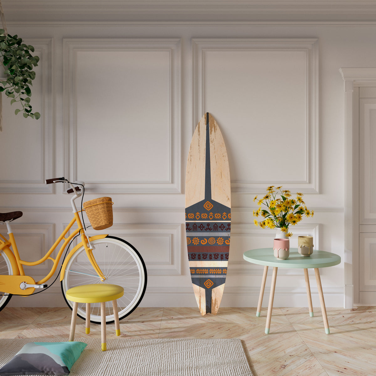 AFRICAN VINTAGE Dekorativní panel ve tvaru surfu