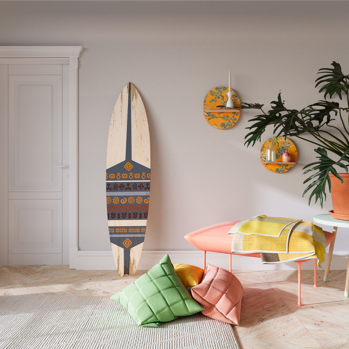 AFRICAN VINTAGE Dekorativní panel ve tvaru surfu