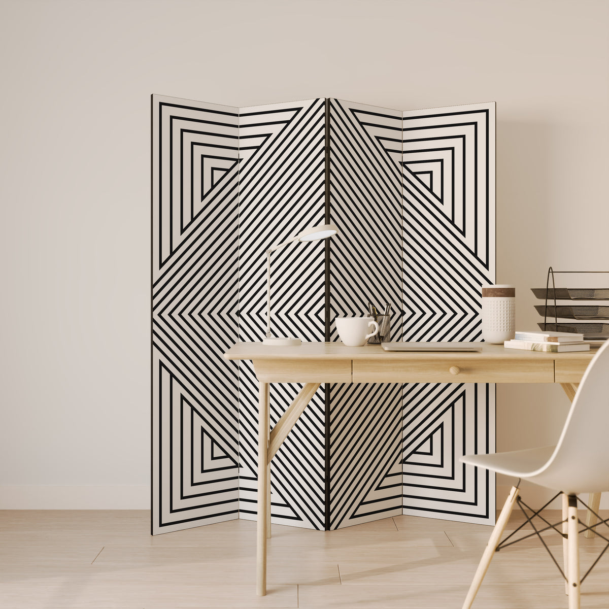 POLYGON ILLUSION 4dílný paraván