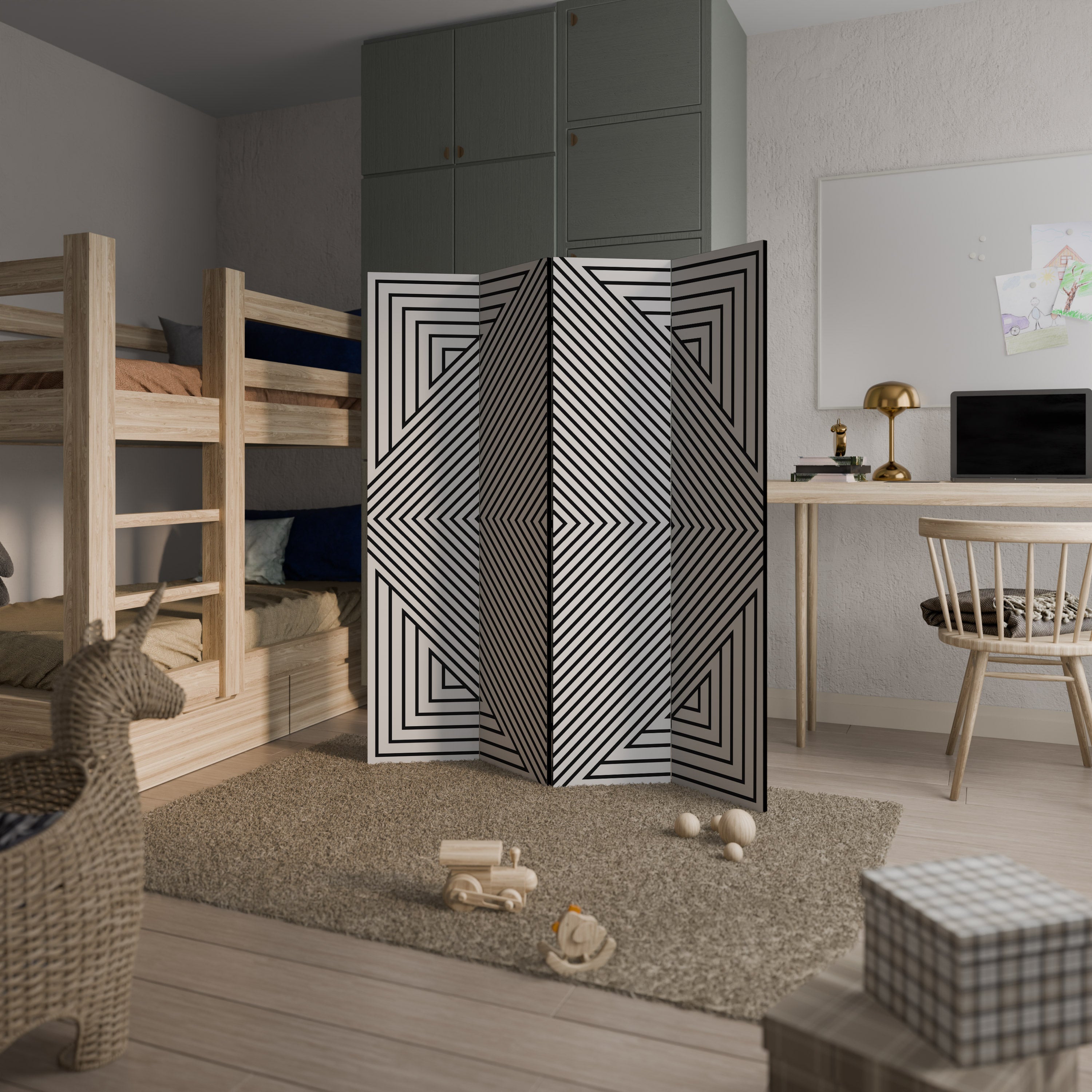 POLYGON ILLUSION 4dílný paraván
